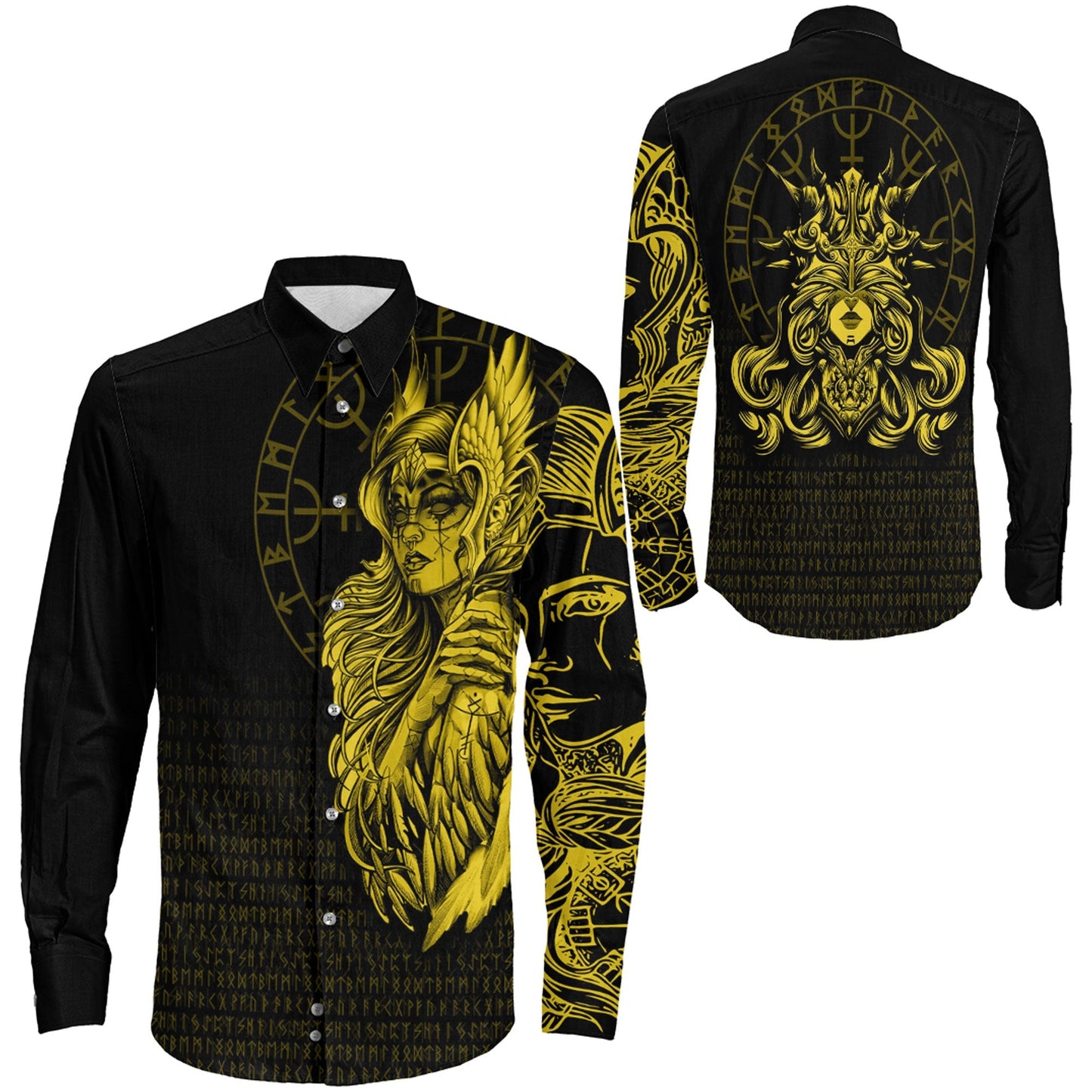 The Valkyries Viking Gold Long Sleeve Button Shirt