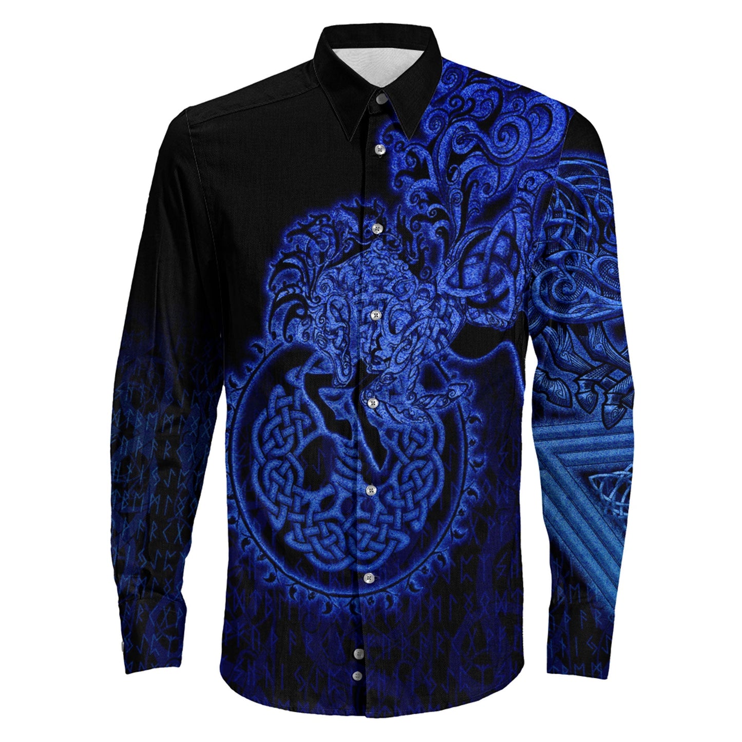 Sleipnir Blue Viking Long Sleeve Button Shirt