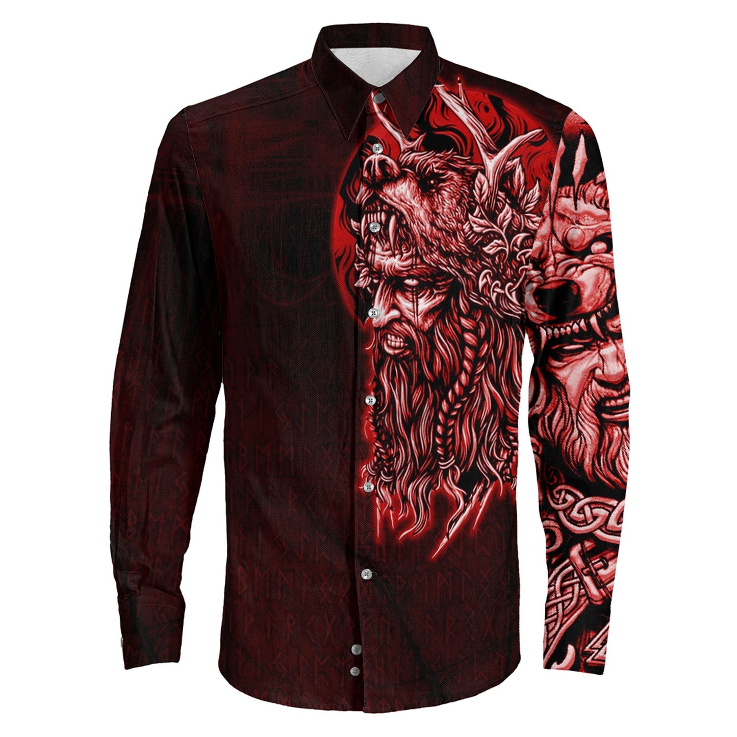 Odin Circle Red Long Sleeve Button Shirt