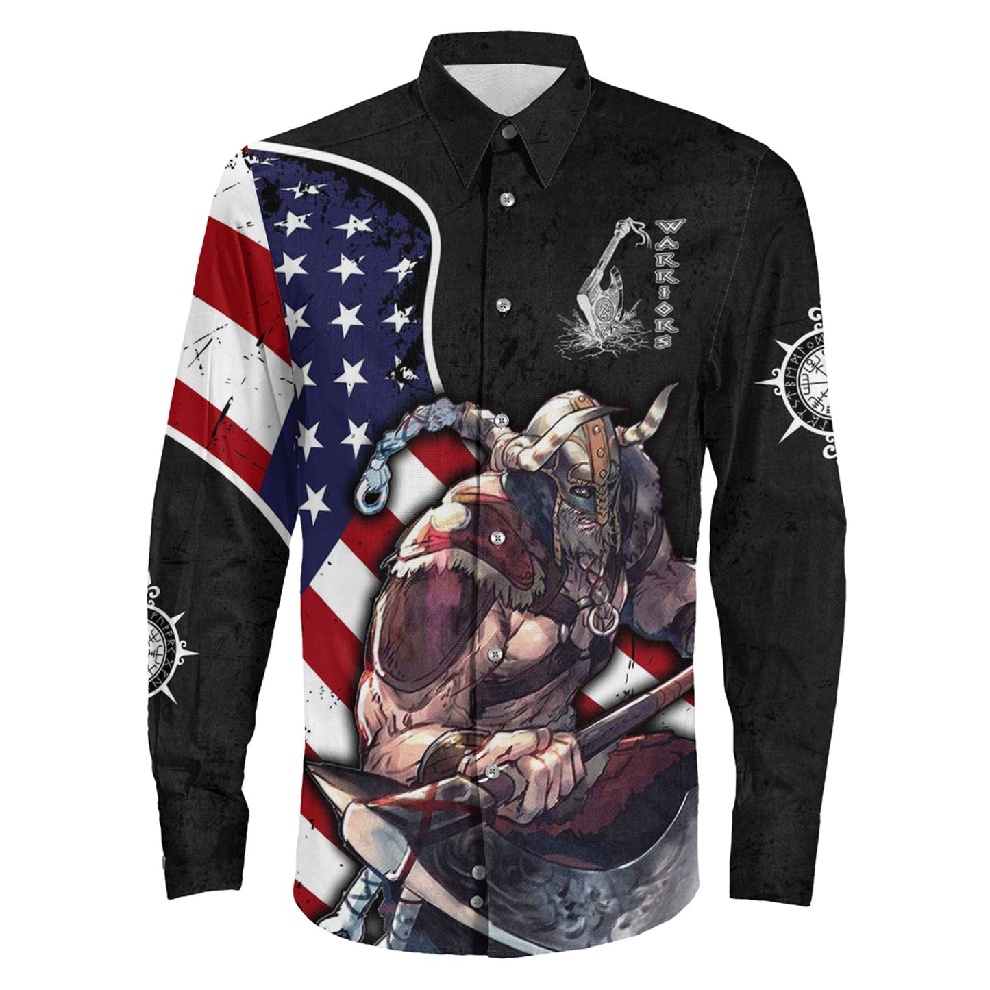 United States Warriors Brush Style Long Sleeve Button Shirt