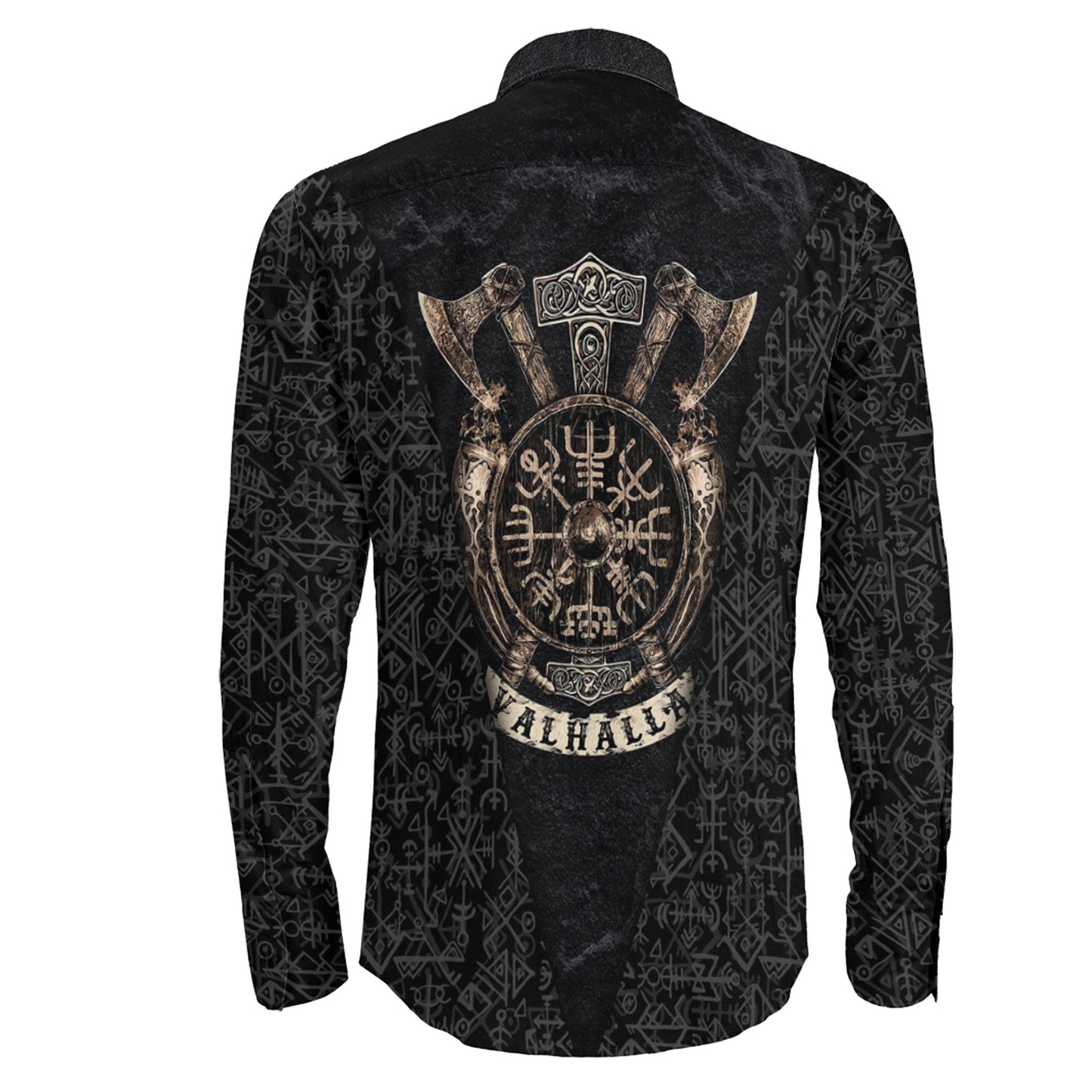 Odin Circle And Axe Long Sleeve Button Shirt