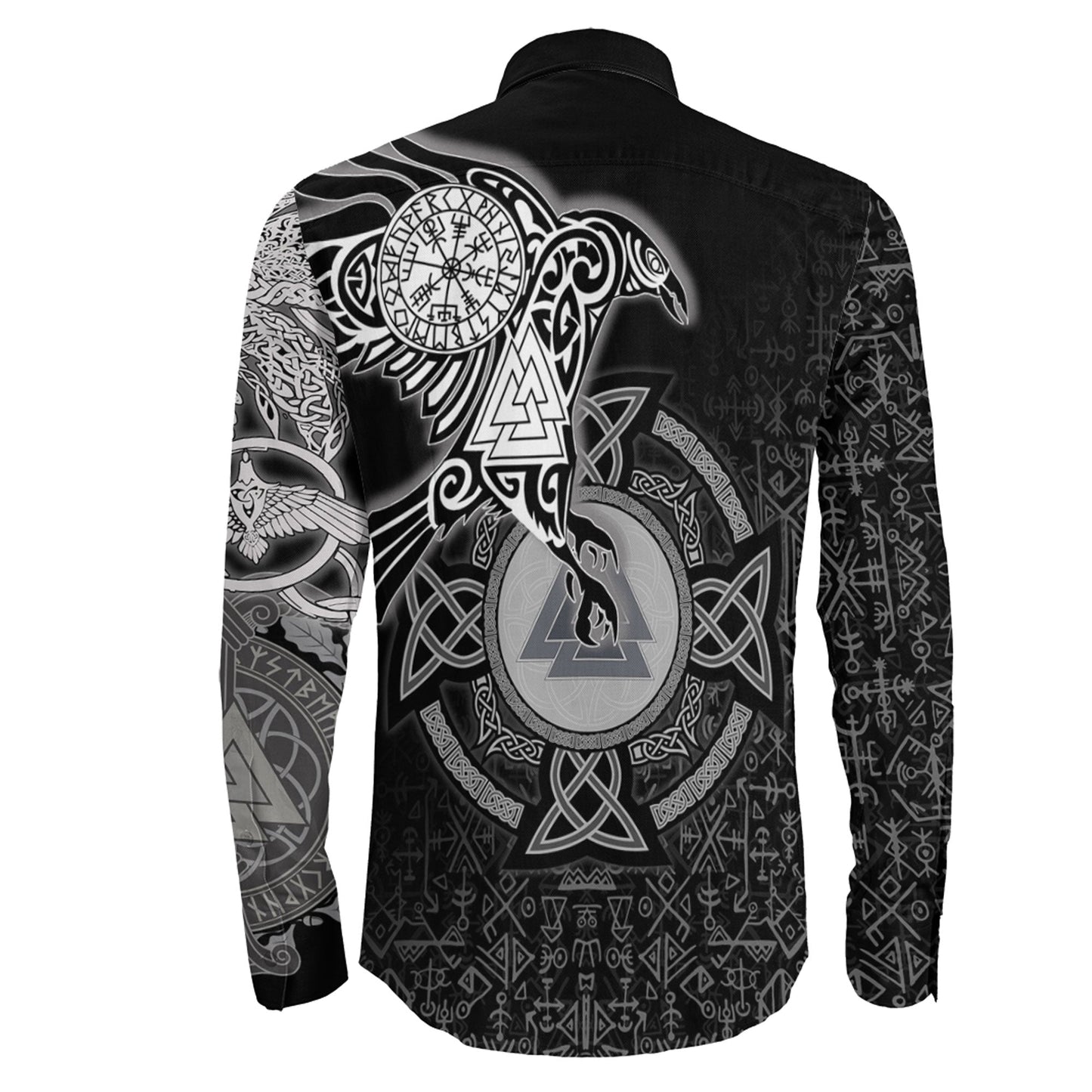 Raven Celtic Ving Long Sleeve Button Shirt