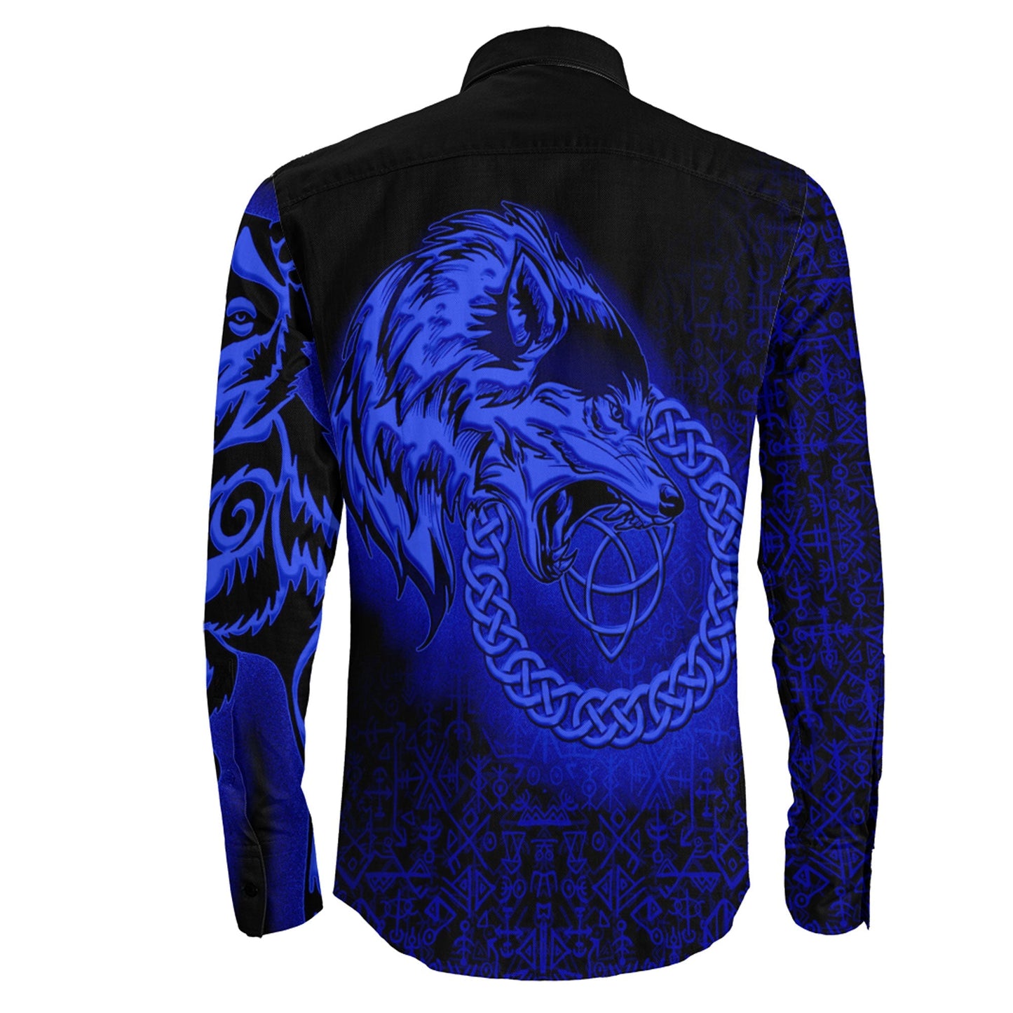 Legendary Wolf Blue Long Sleeve Button Shirt