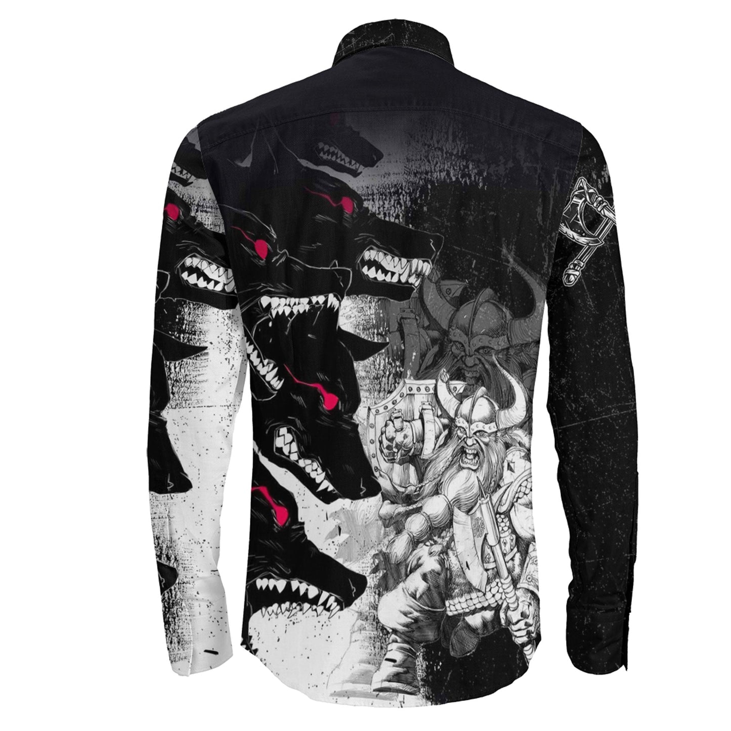Berserker and Wolf Red Eyes Long Sleeve Button Shirt