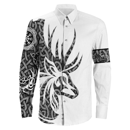 Long Sleeve Button Shirt - Celtic Elk Hunter Style