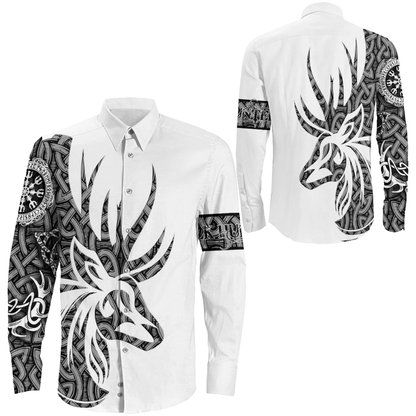Long Sleeve Button Shirt - Celtic Elk Hunter Style