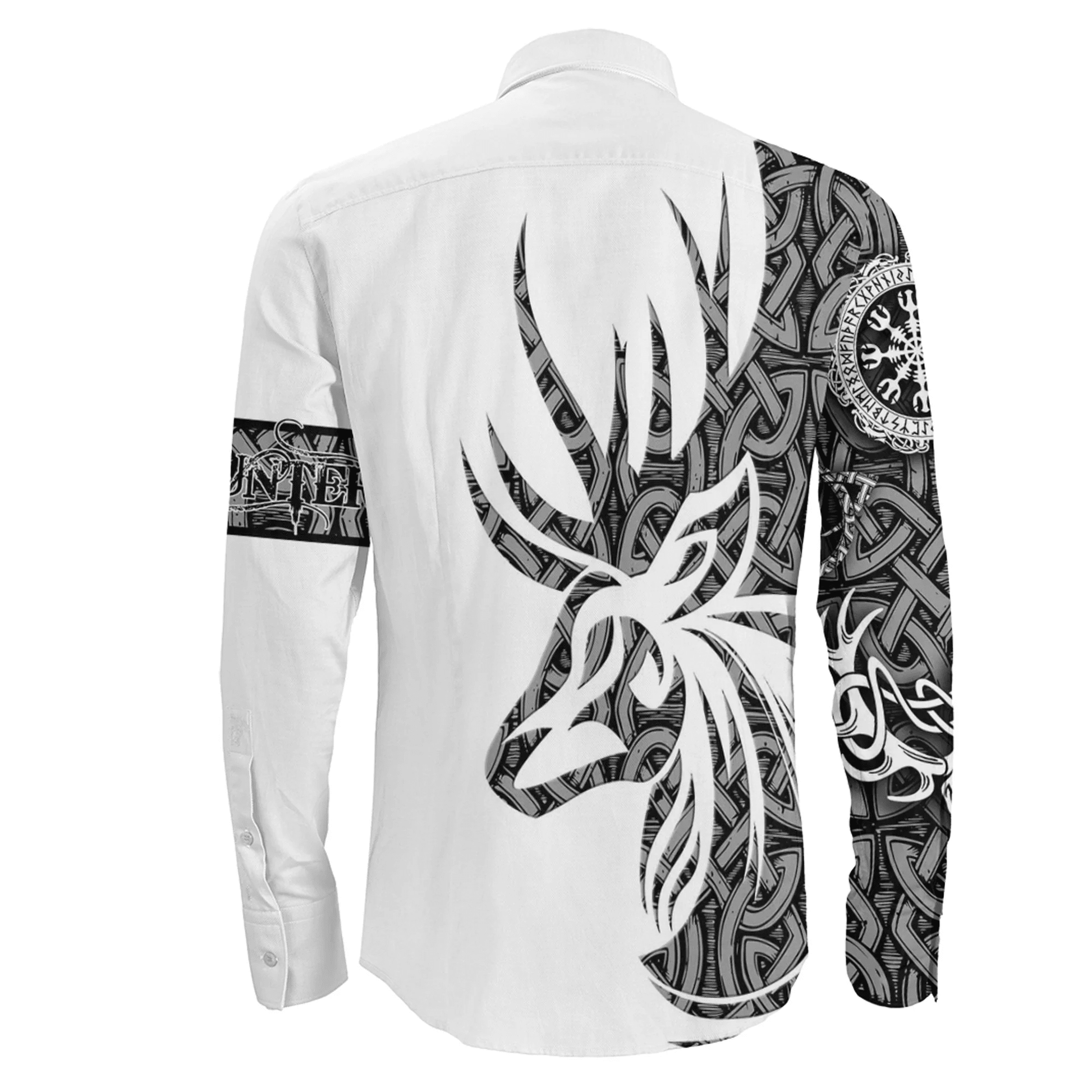 Long Sleeve Button Shirt - Celtic Elk Hunter Style