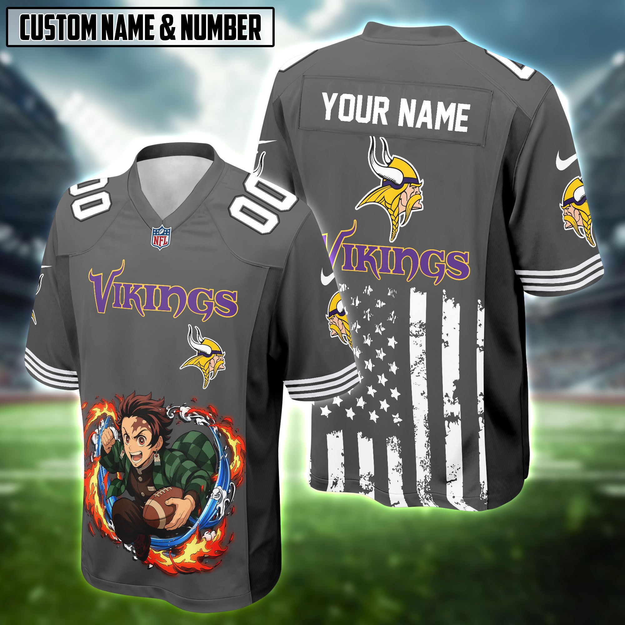 NFL x Demon Slayer Kamado Tanjiro Football Jersey Editions Limited 2025