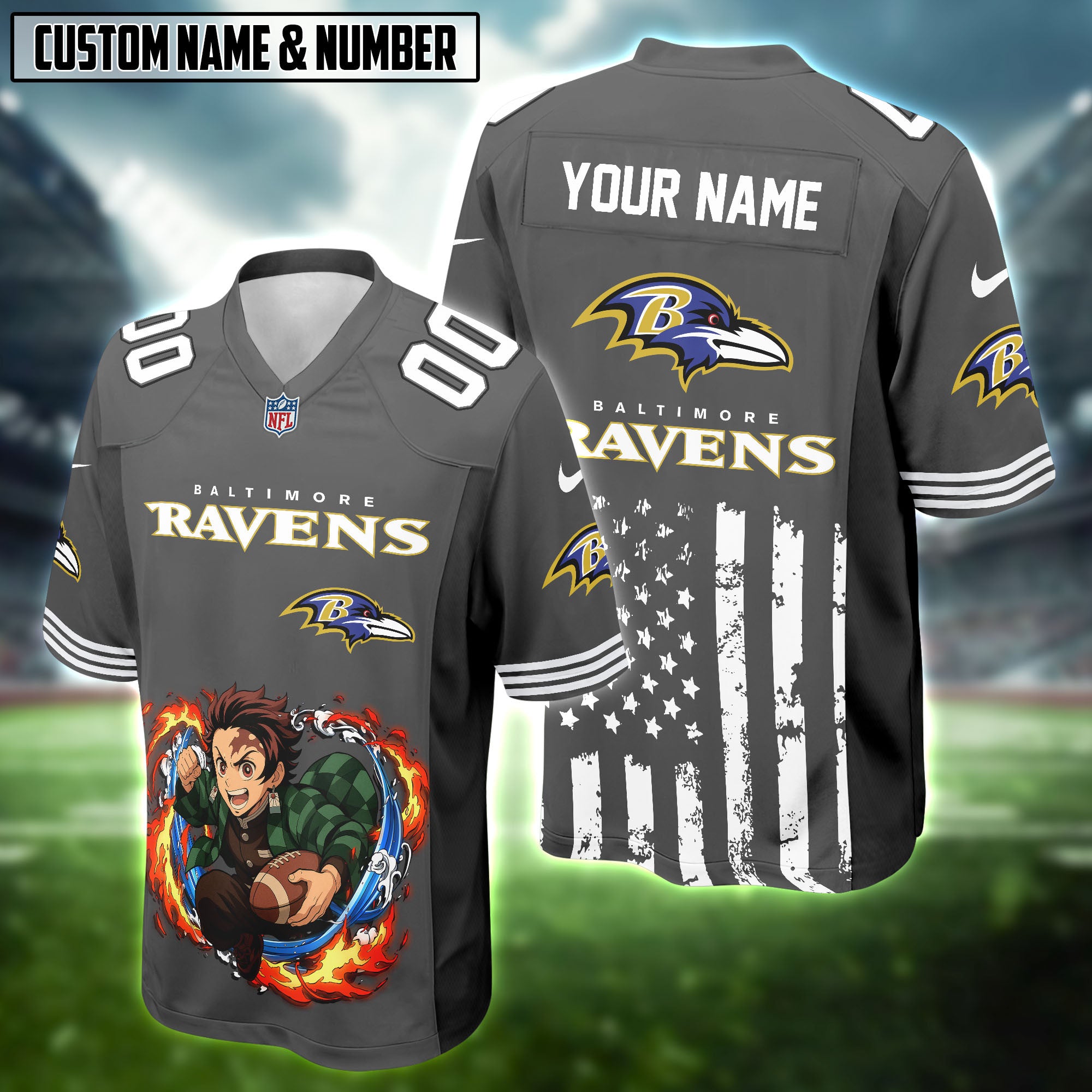 NFL x Demon Slayer Kamado Tanjiro Football Jersey Editions Limited 2025