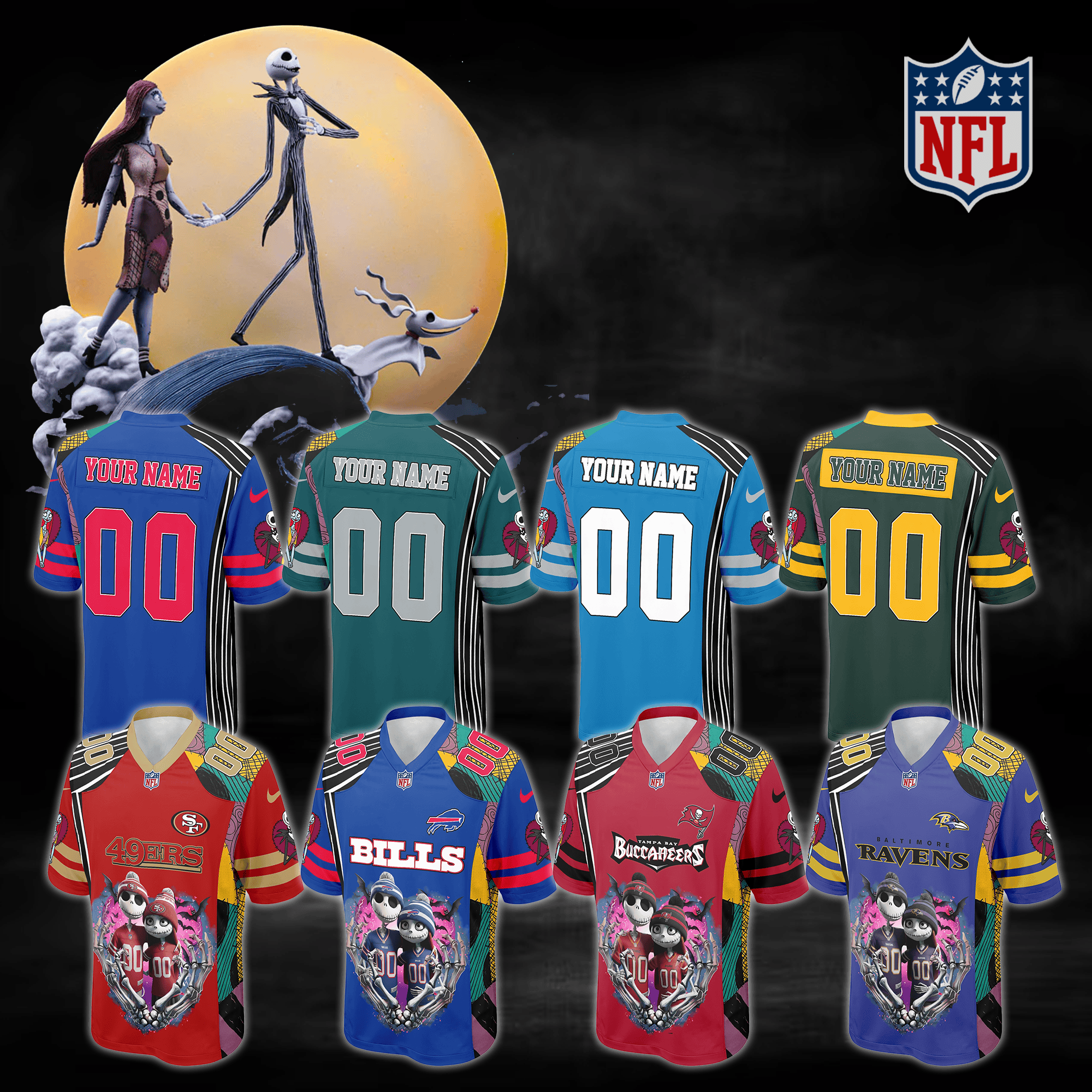 NFL X Jack&Sally The Nightmare Before Christmas Football Jersey Editions Limited 2025