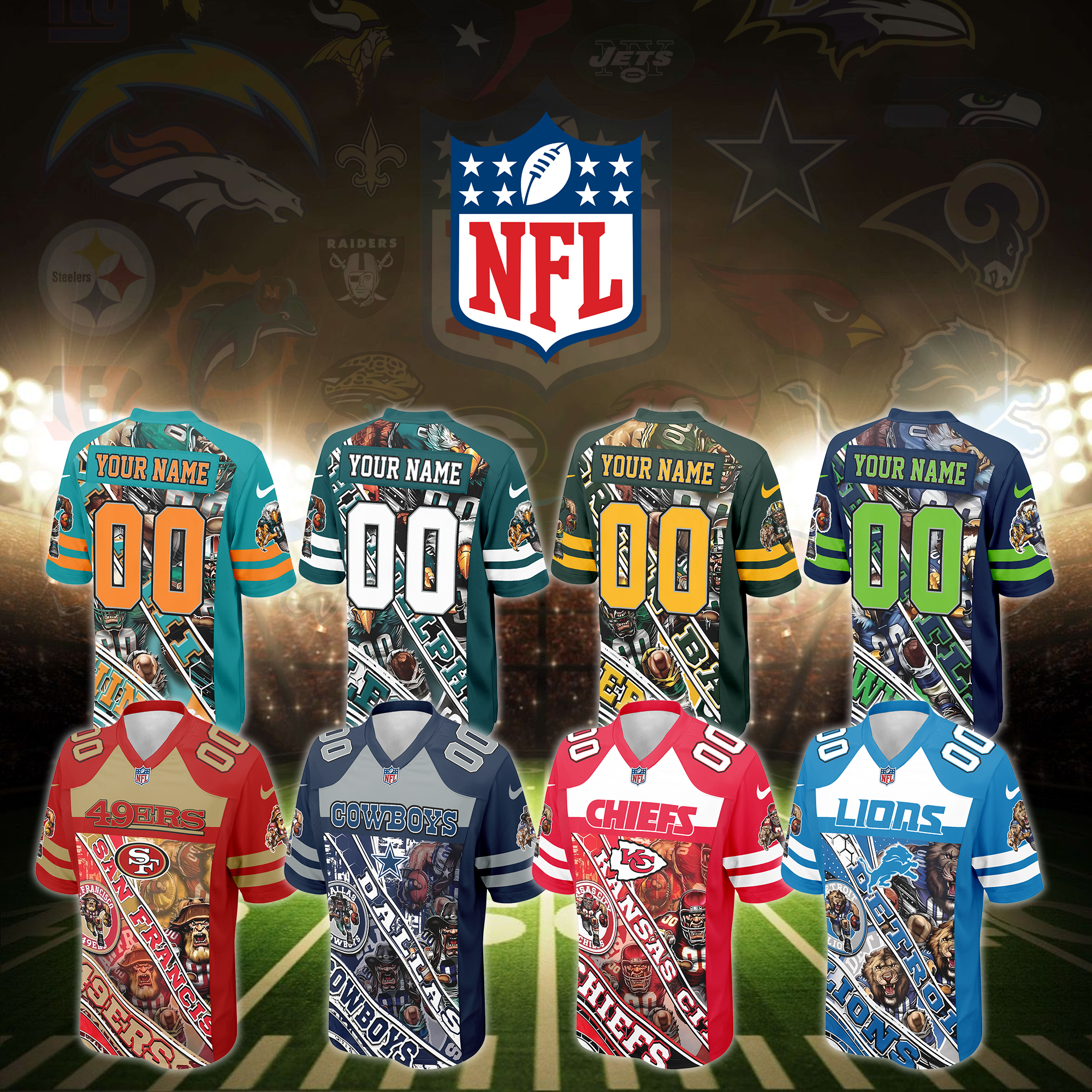 NFL Team Mascot Football Jersey Editions Limited
