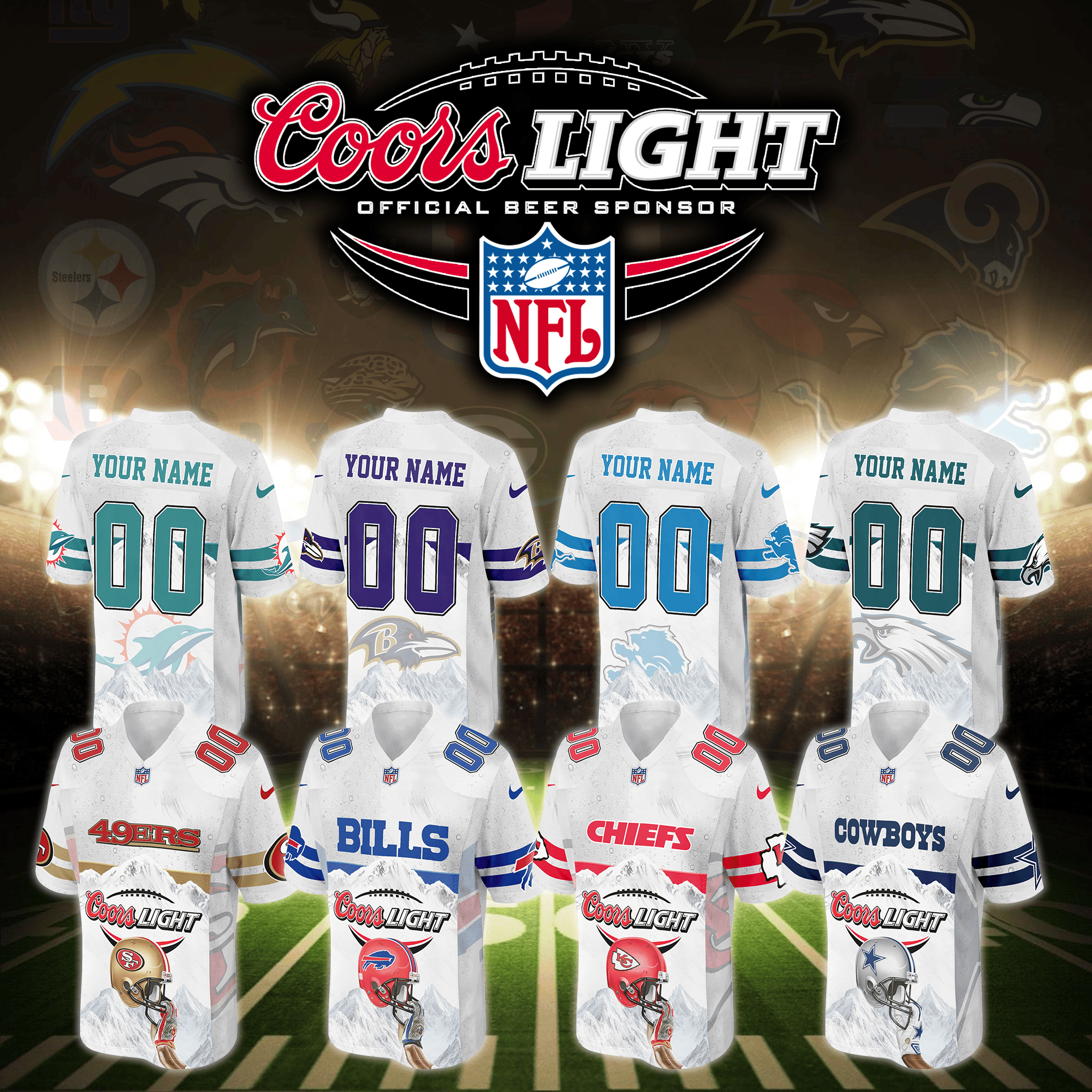 NFL X Coors Light Beer Football Jersey Editions Limited