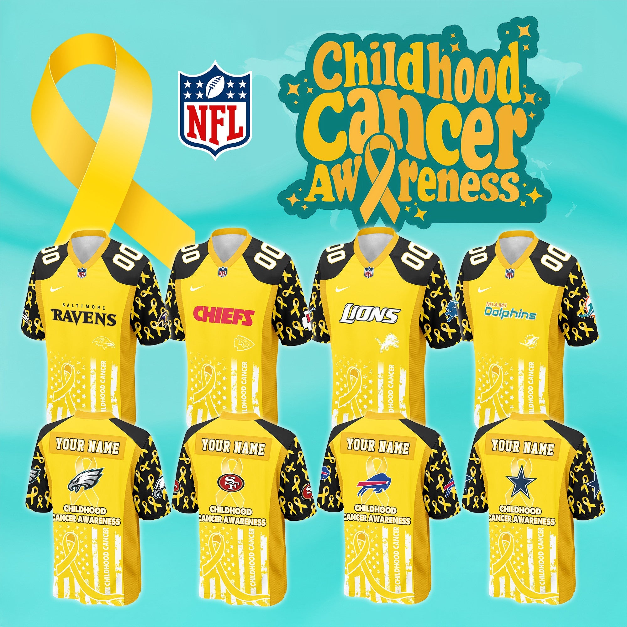 NFL Childhood Cancer Awareness Football Jersey Editions Limited