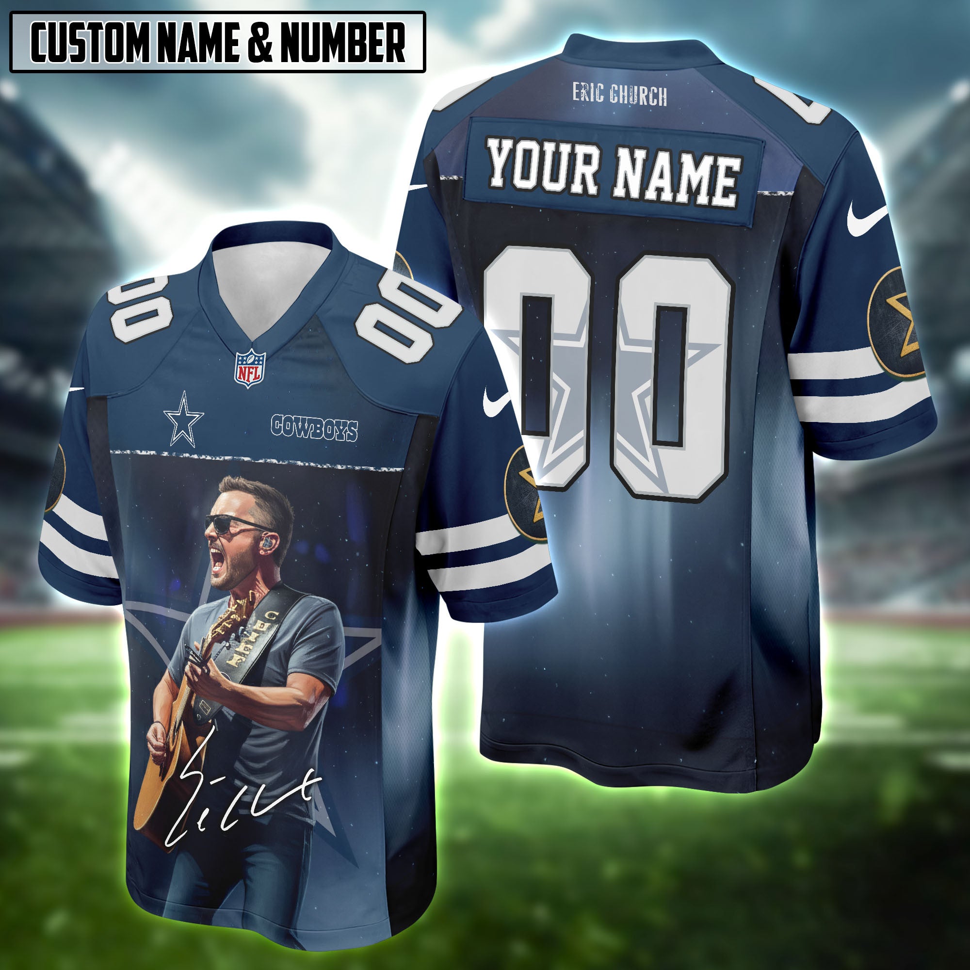 NFL X Eric Church Free The Machine Tour 2025 Football Jersey Editions Limited