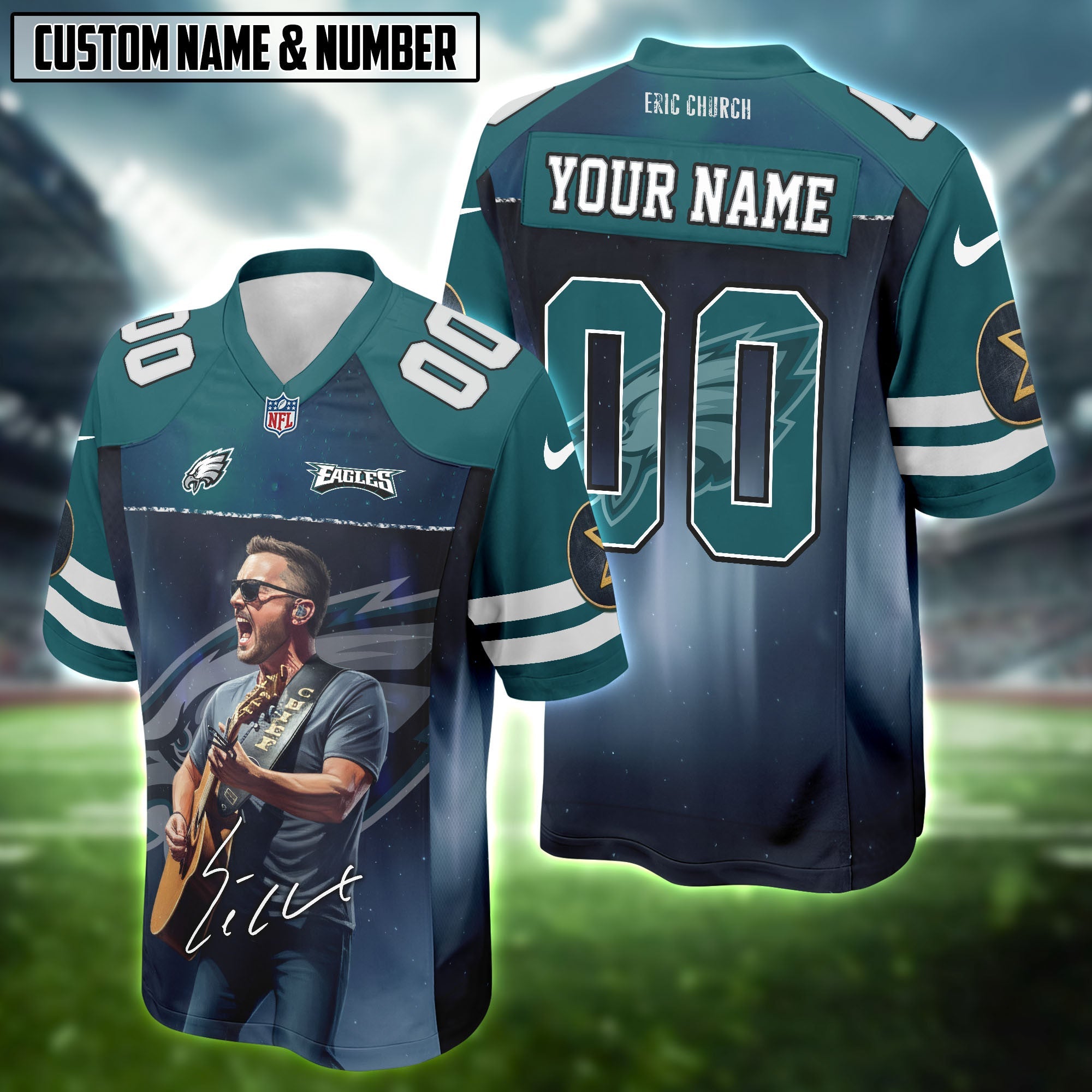 NFL X Eric Church Free The Machine Tour 2025 Football Jersey Editions Limited