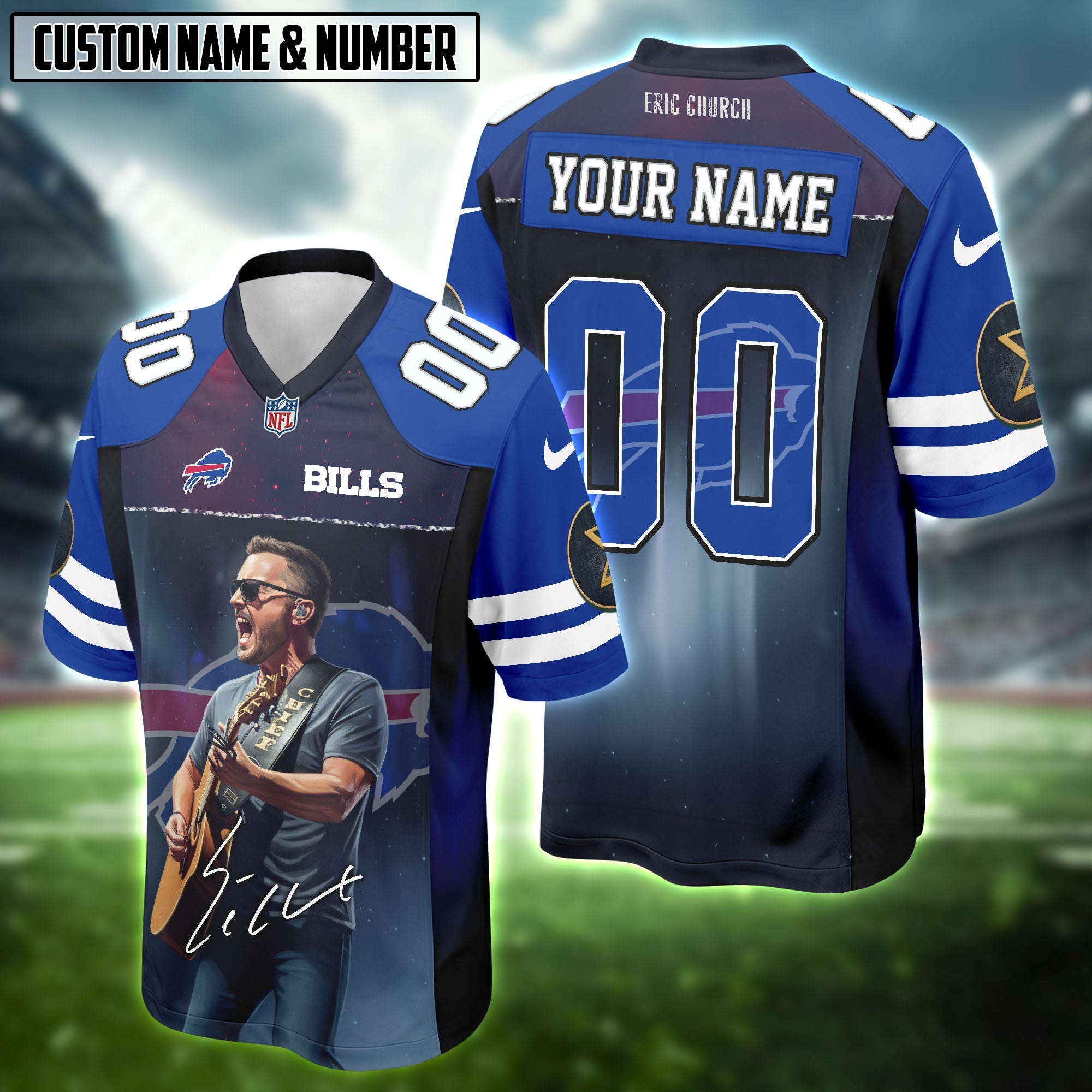NFL X Eric Church Free The Machine Tour 2025 Football Jersey Editions Limited