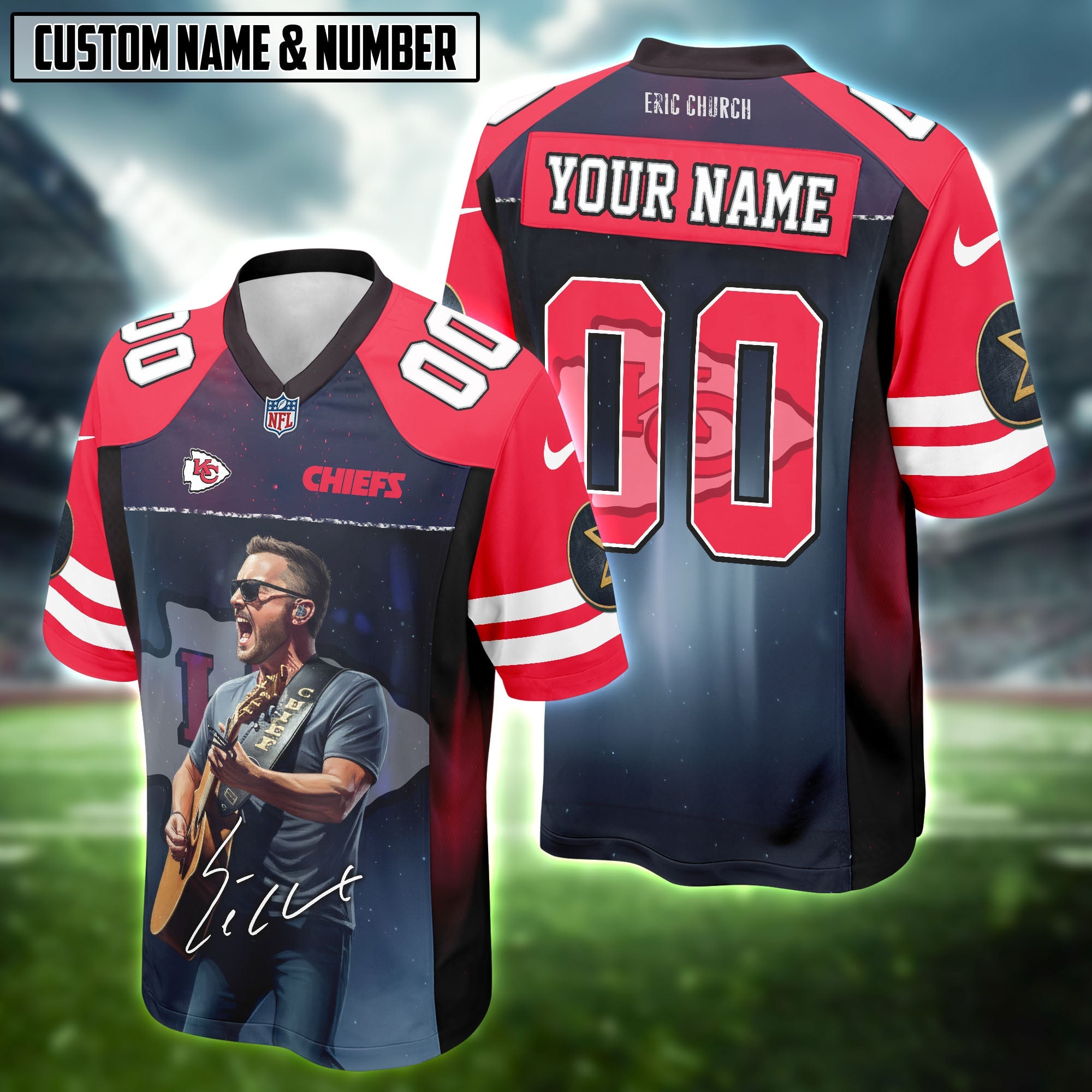 NFL X Eric Church Free The Machine Tour 2025 Football Jersey Editions Limited