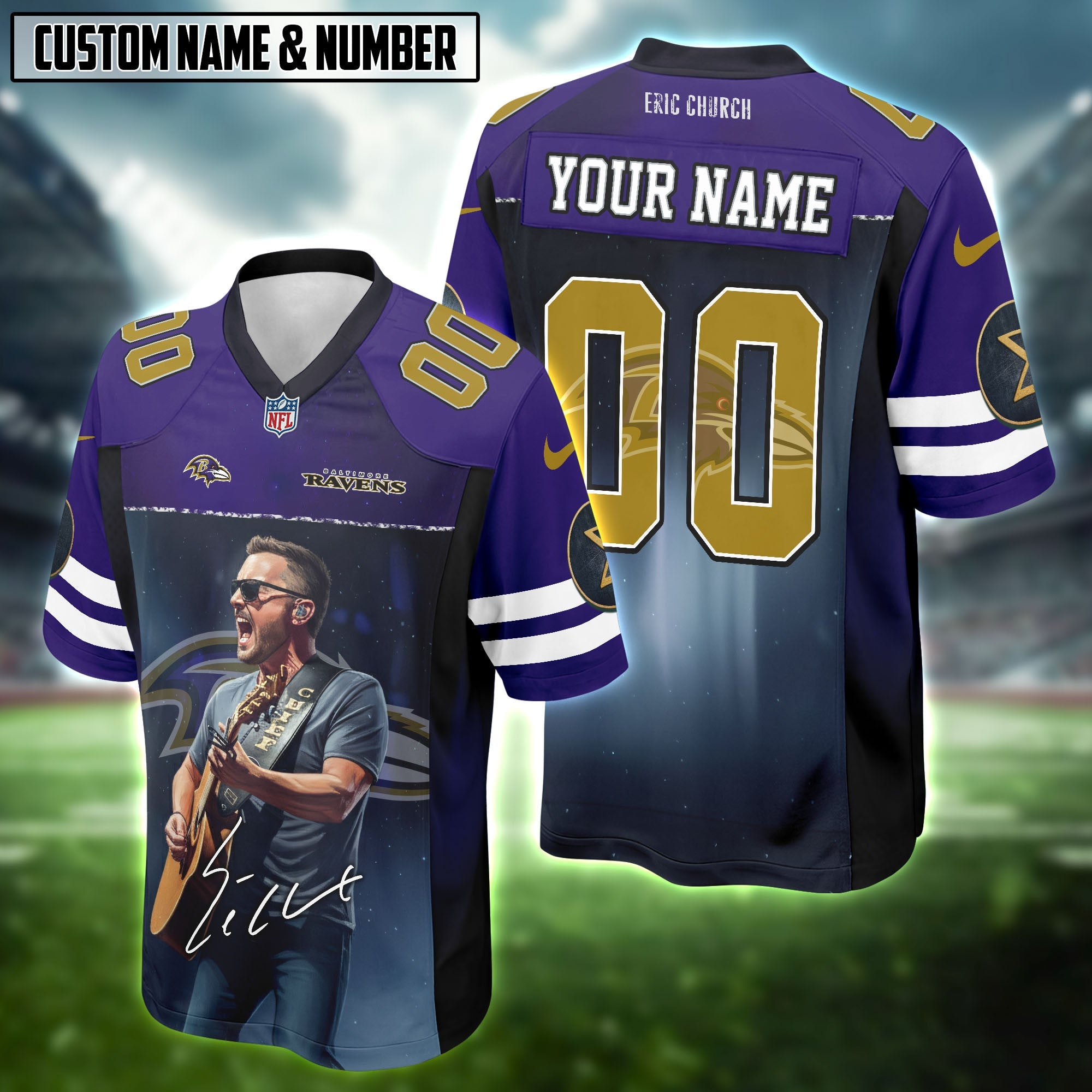 NFL X Eric Church Free The Machine Tour 2025 Football Jersey Editions Limited