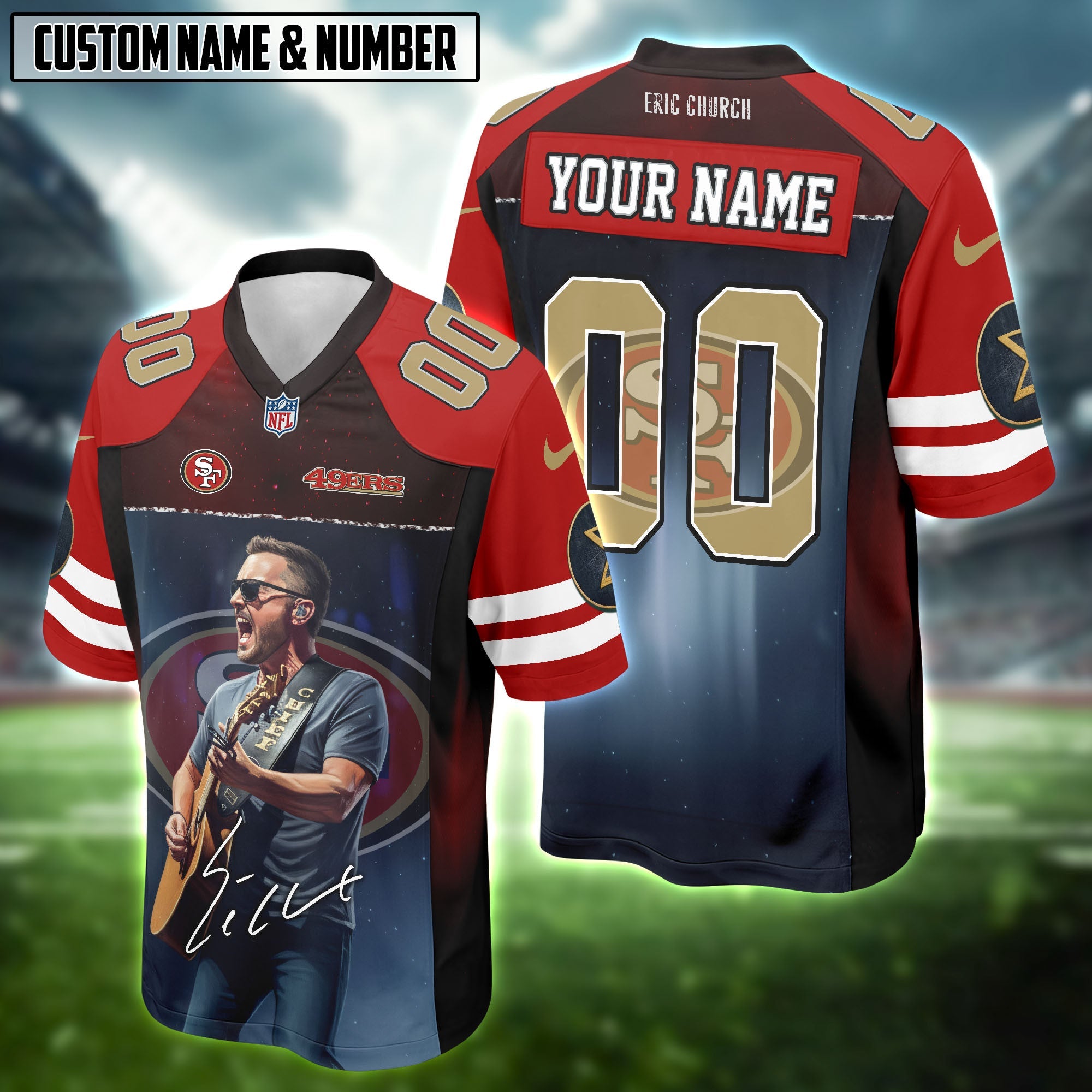 NFL X Eric Church Free The Machine Tour 2025 Football Jersey Editions Limited