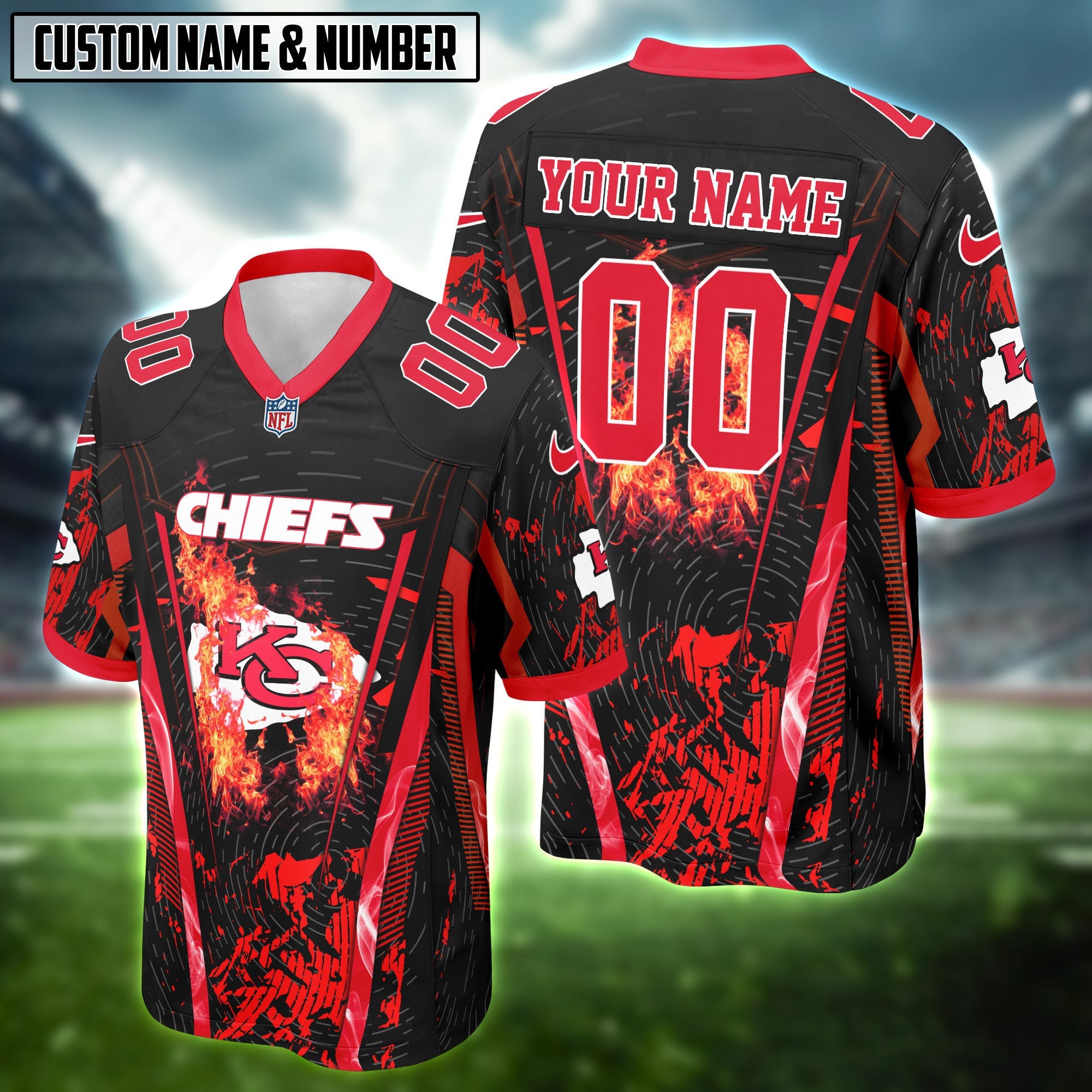 NFL Fire Abstract Grunge Texture Football Jersey Editions Limited