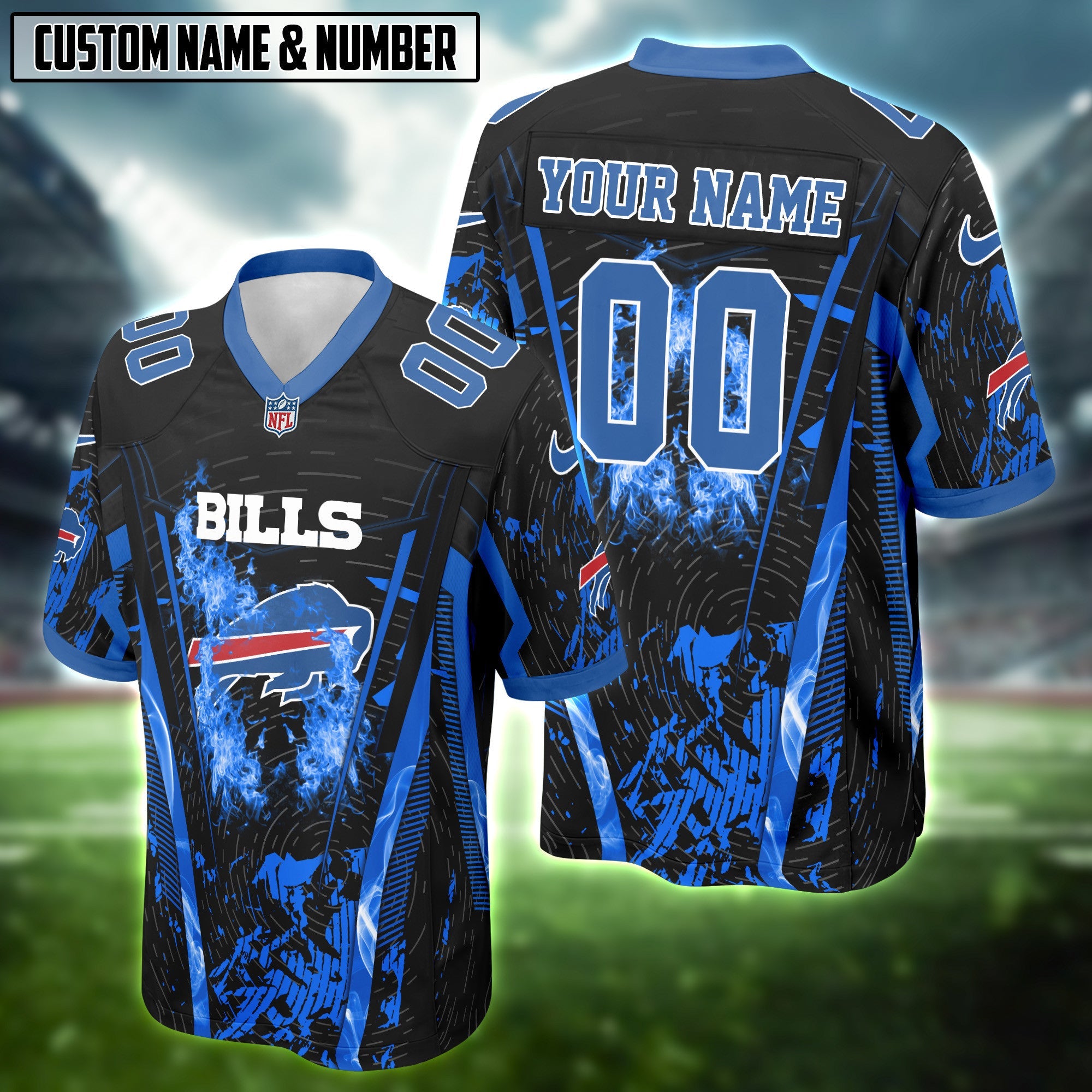 NFL Fire Abstract Grunge Texture Football Jersey Editions Limited