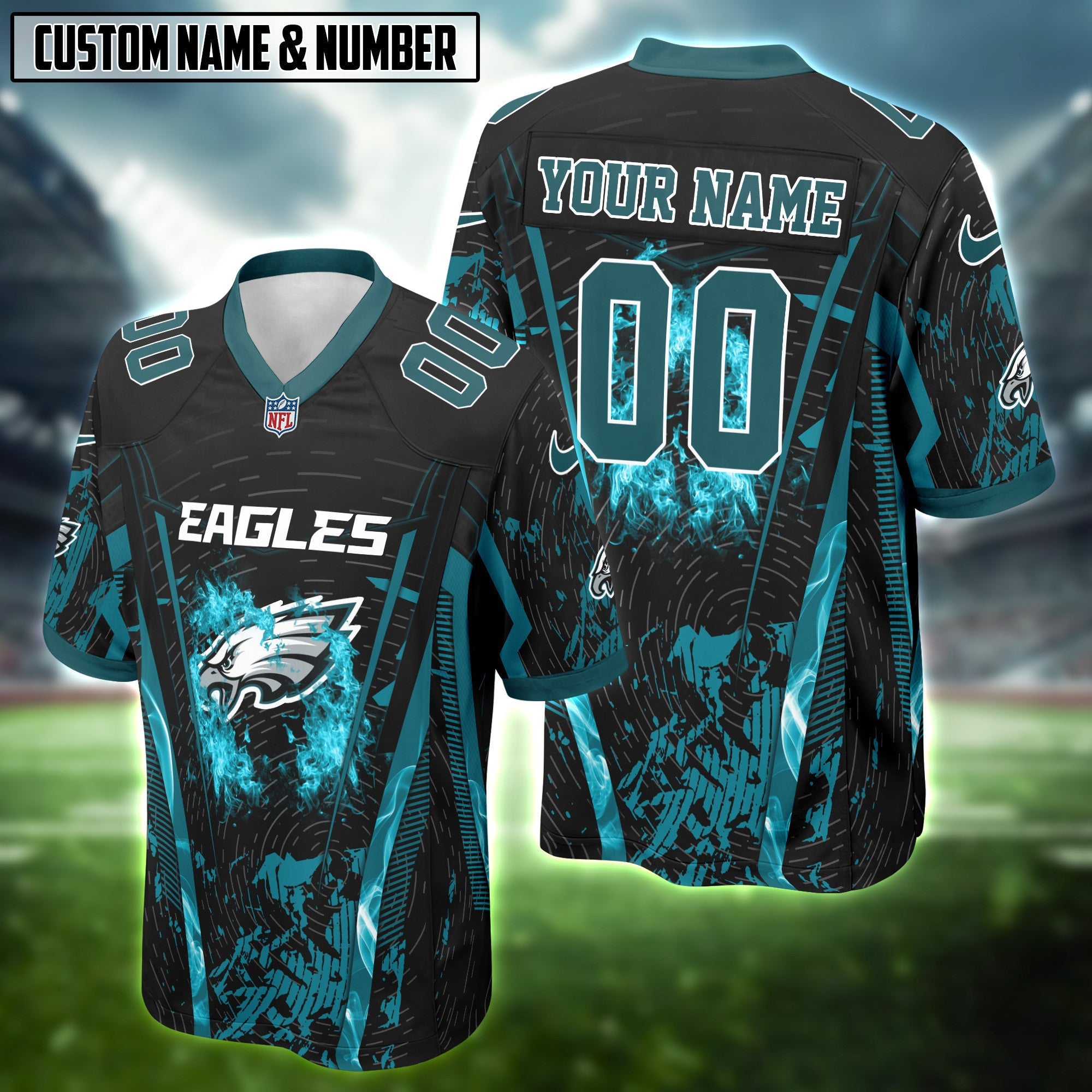 NFL Fire Abstract Grunge Texture Football Jersey Editions Limited