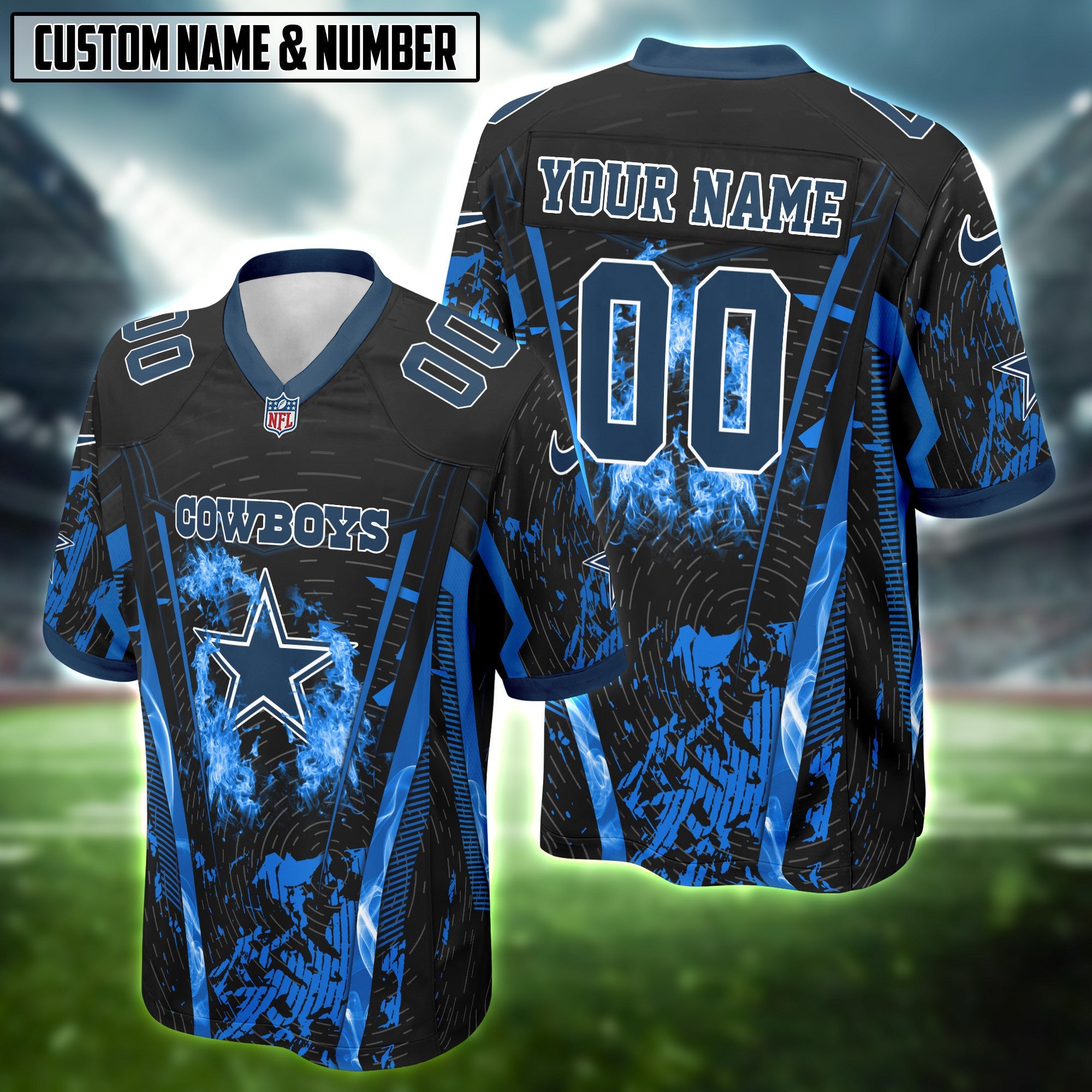 NFL Fire Abstract Grunge Texture Football Jersey Editions Limited