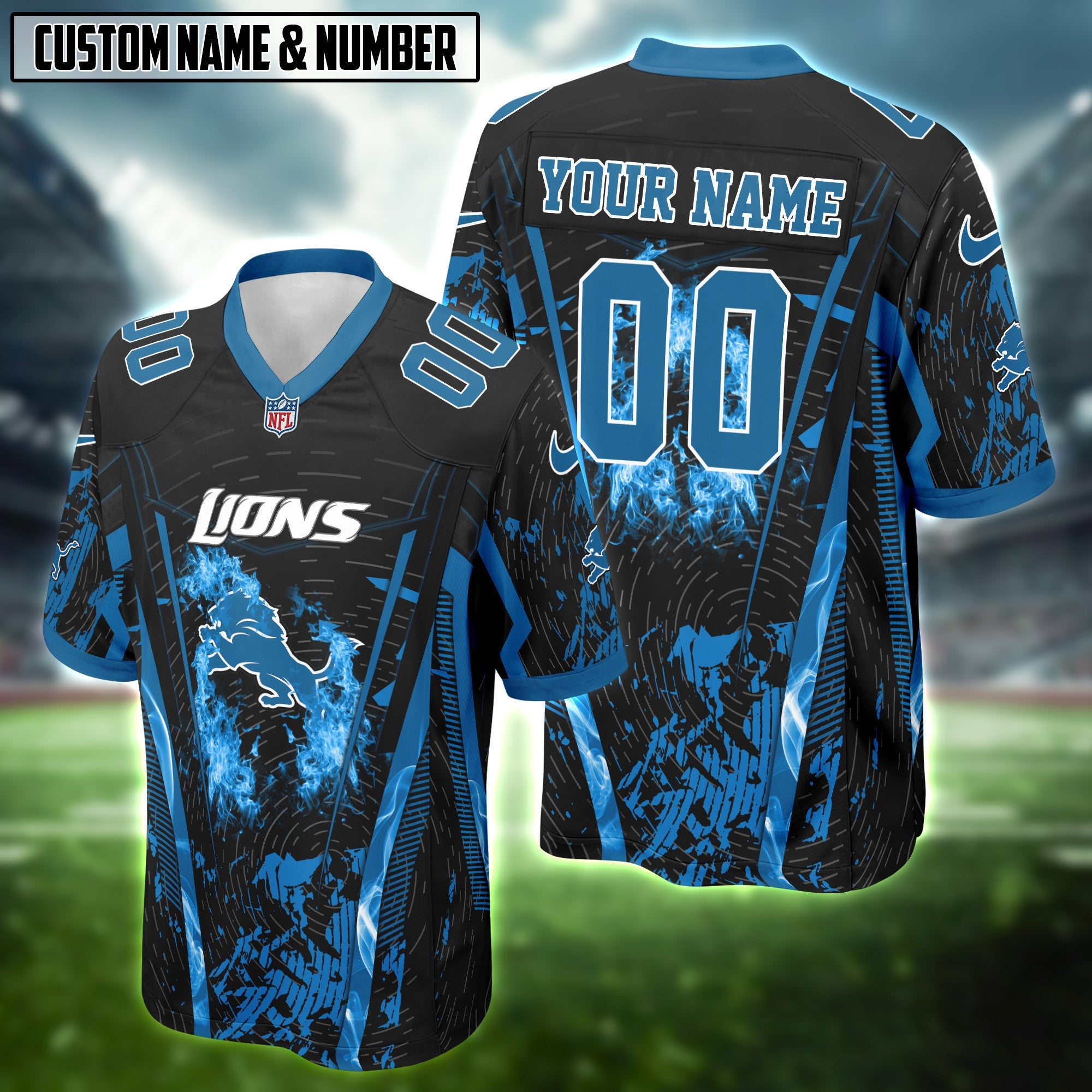 NFL Fire Abstract Grunge Texture Football Jersey Editions Limited