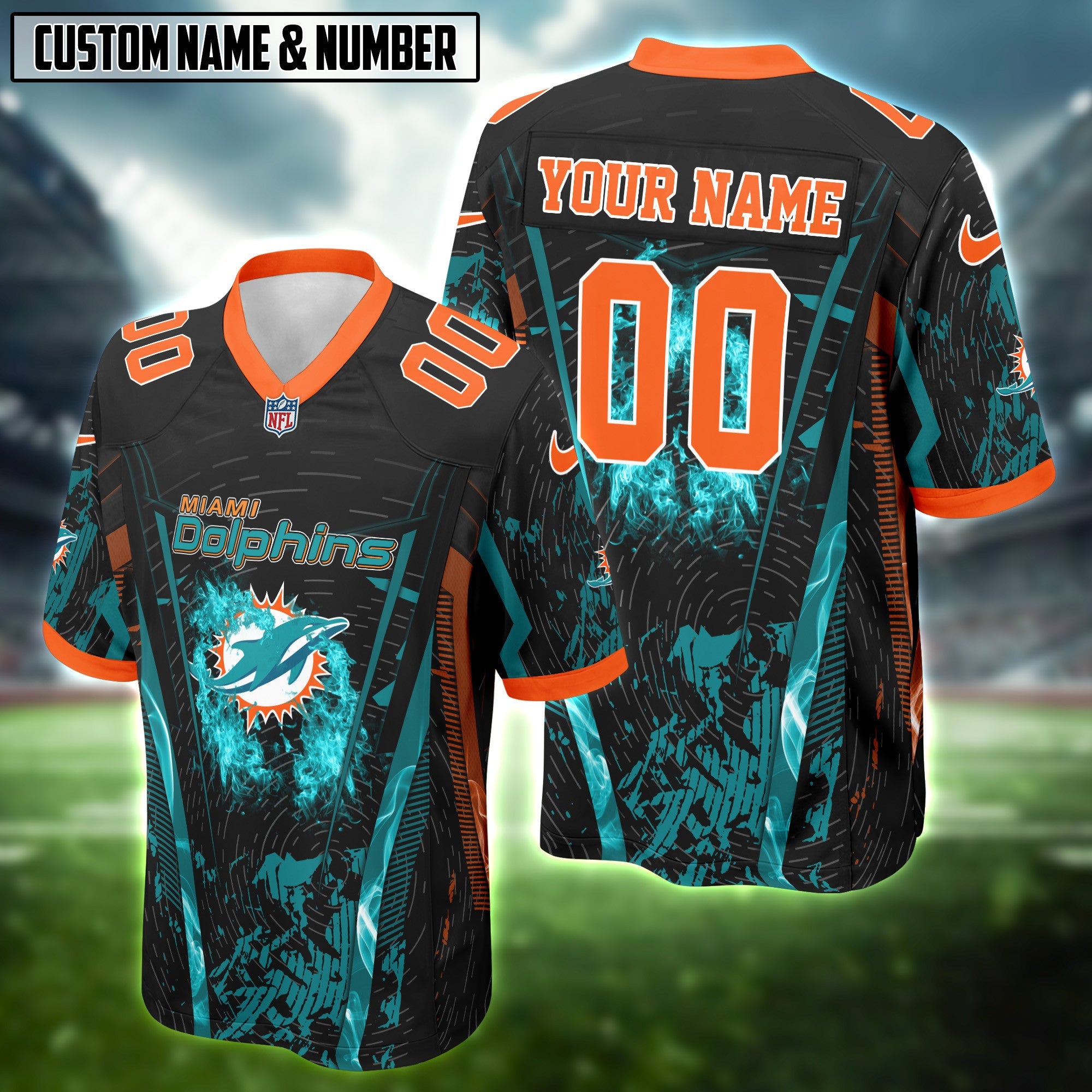 NFL Fire Abstract Grunge Texture Football Jersey Editions Limited