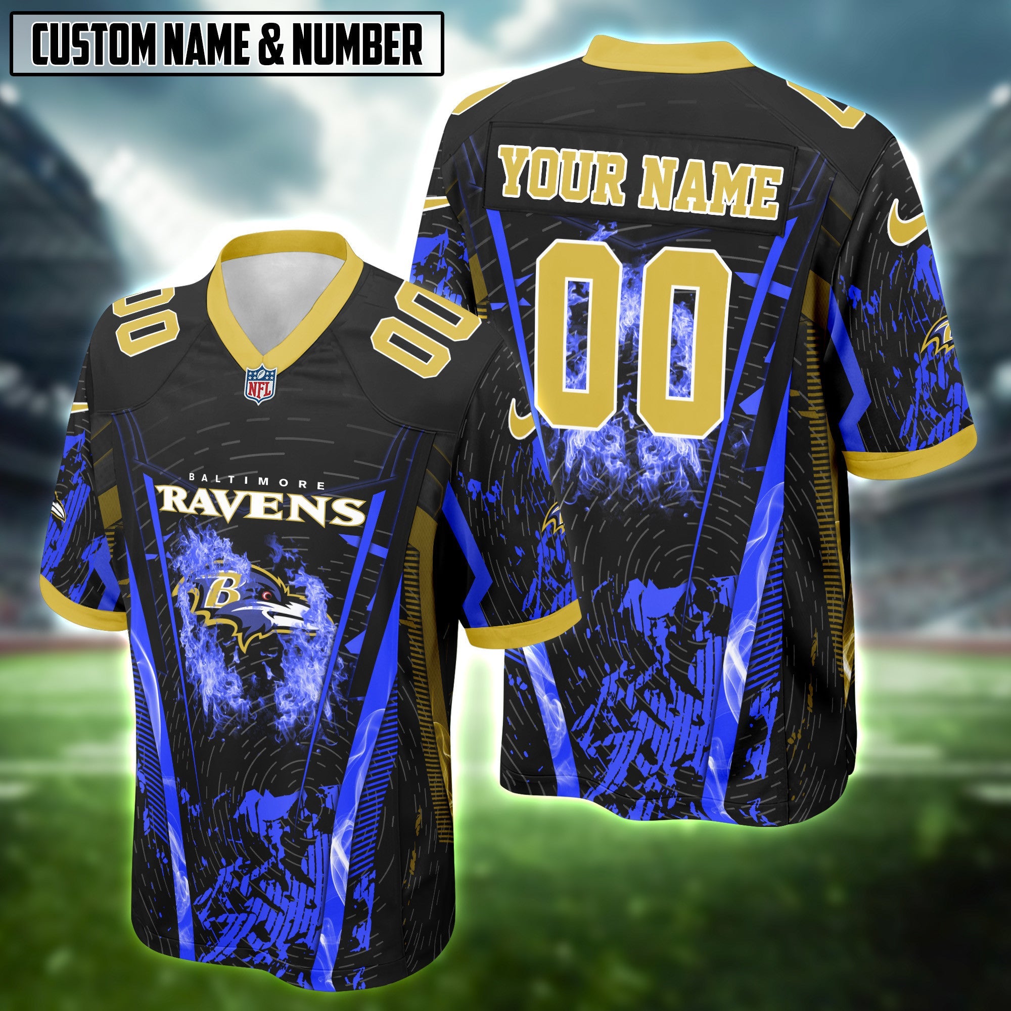 NFL Fire Abstract Grunge Texture Football Jersey Editions Limited