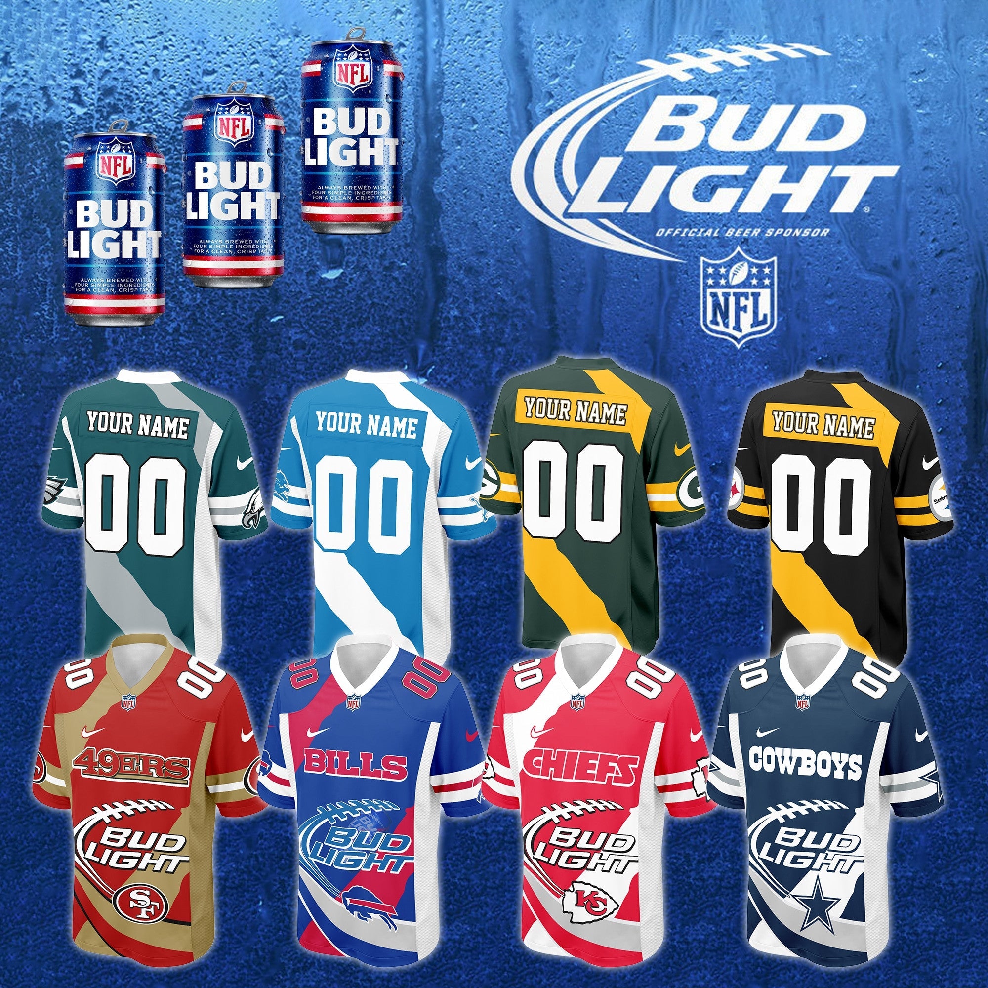 NFL X Bud Light Beer Football Jersey Editions Limited