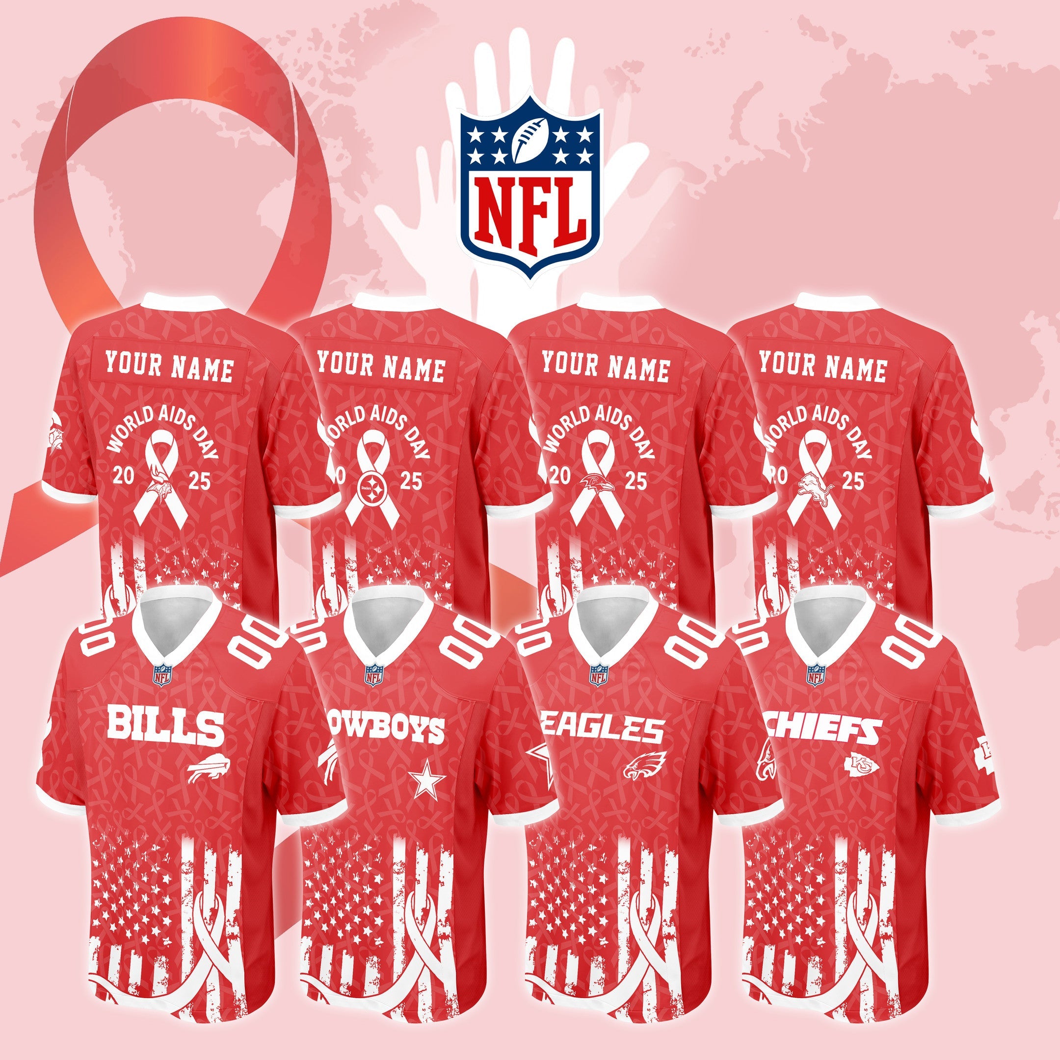 NFL X World AIDS Day 2025 Football Jersey Editions Limited