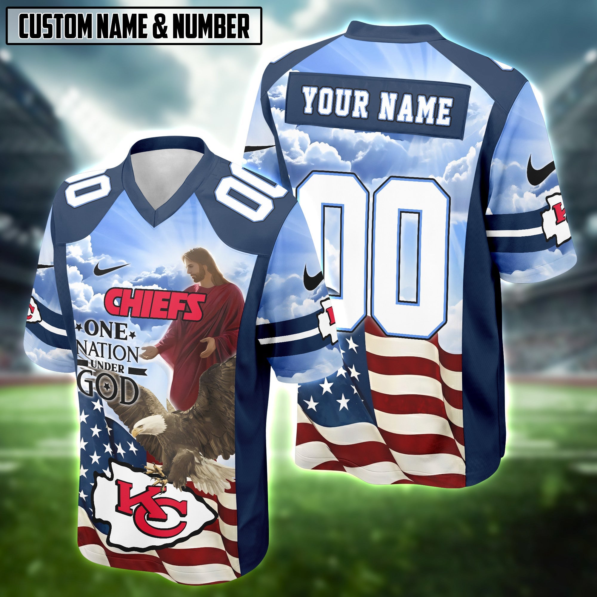 NFL American Flag Eagle One Nation Under God Football Jersey Editions