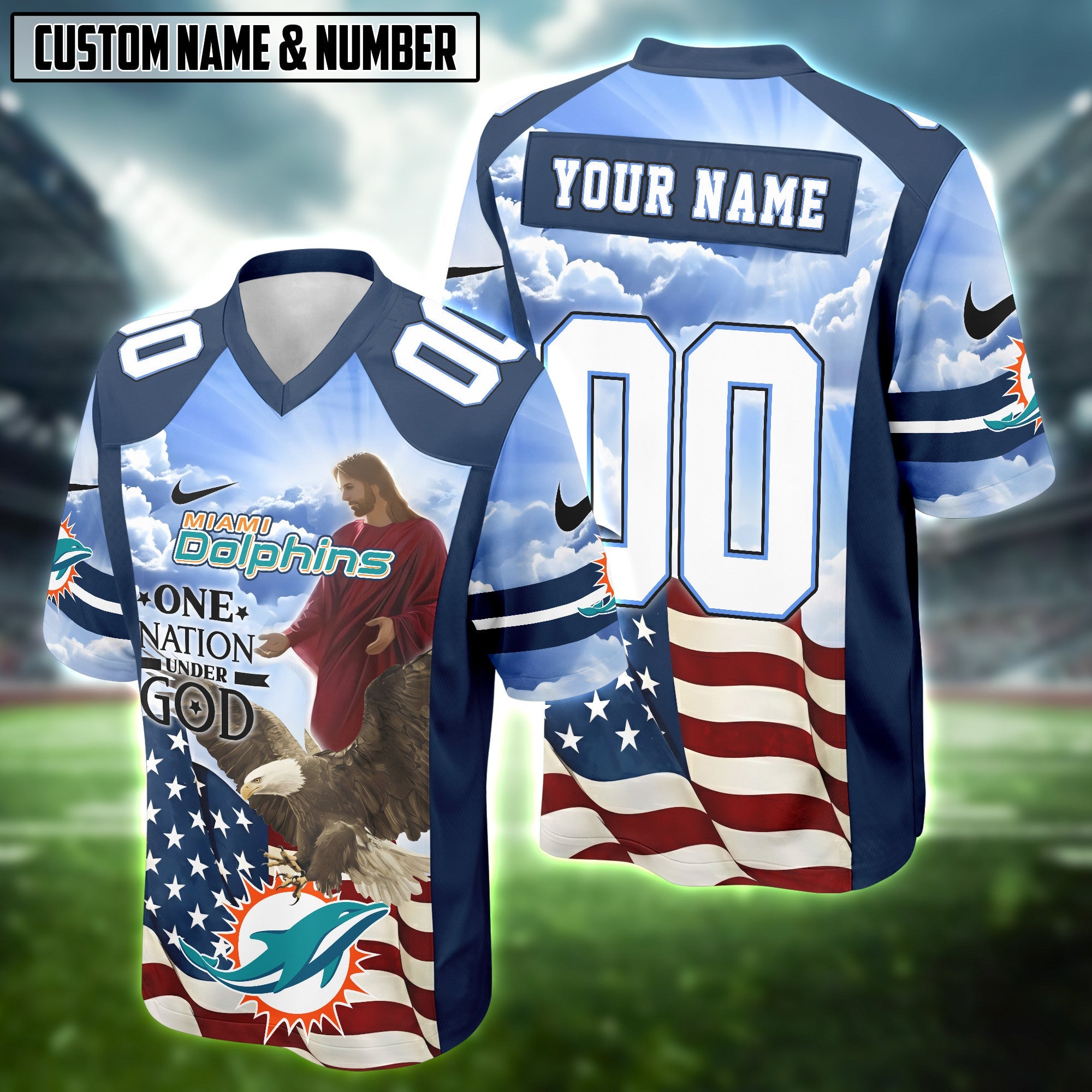 NFL American Flag Eagle One Nation Under God Football Jersey Editions