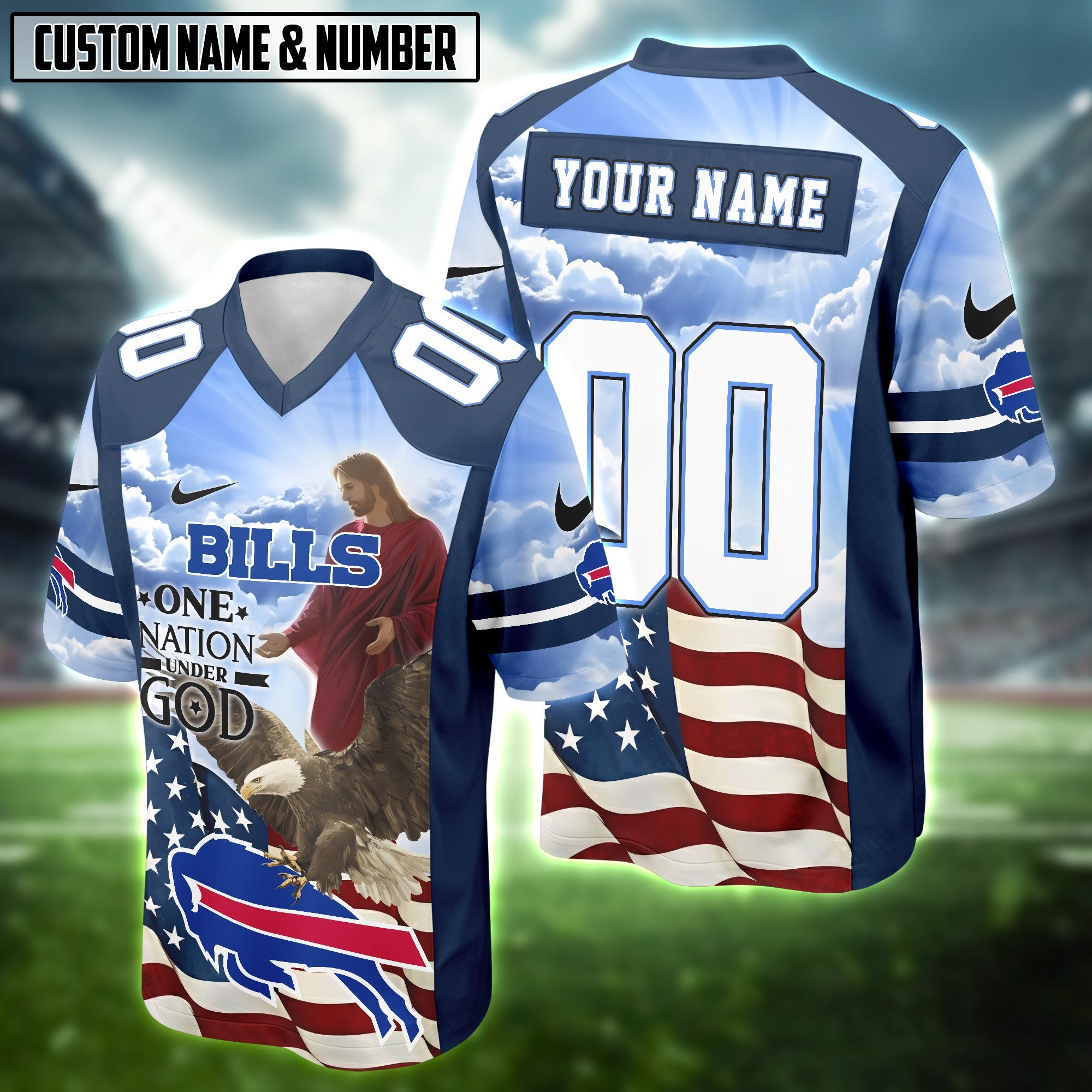 NFL American Flag Eagle One Nation Under God Football Jersey Editions