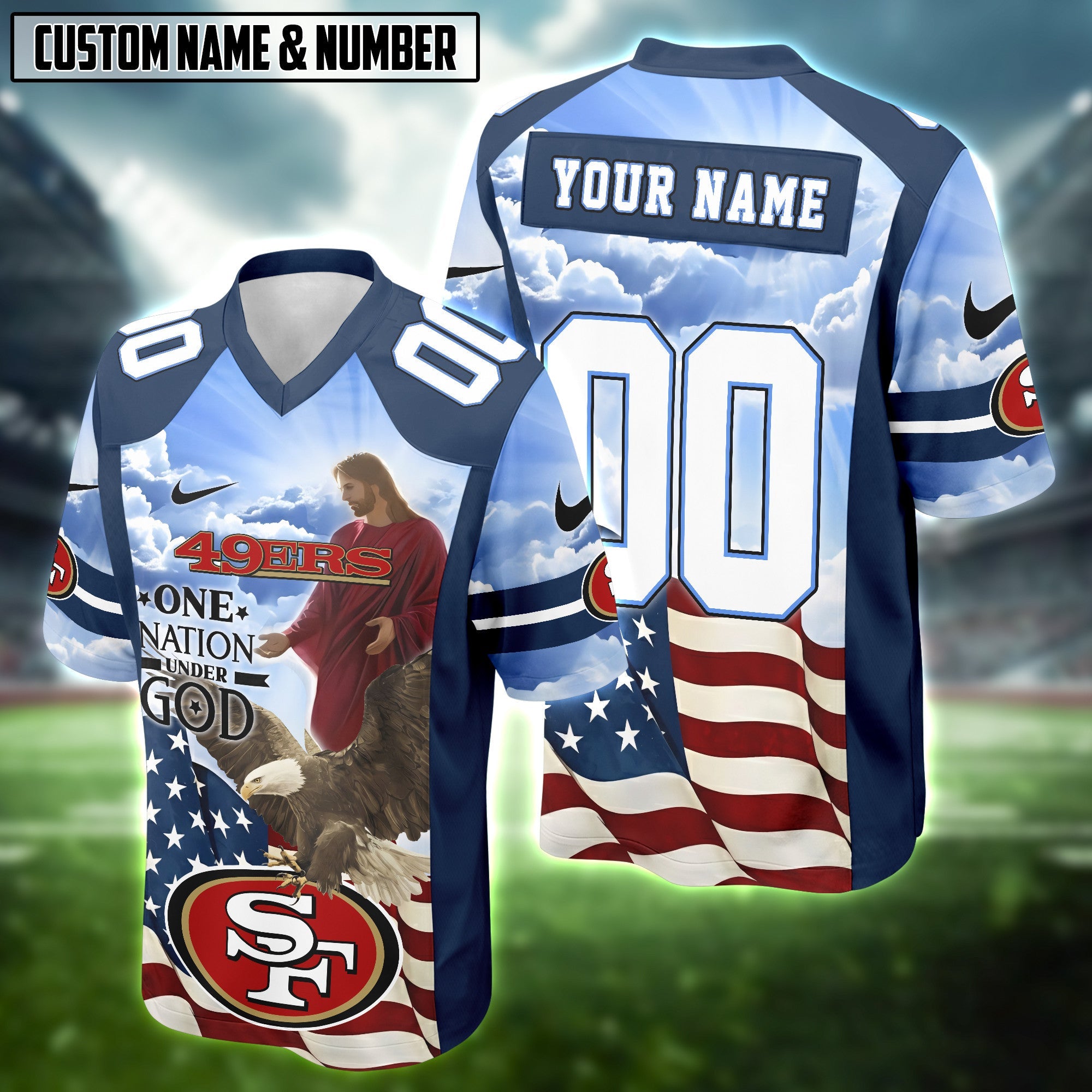 NFL American Flag Eagle One Nation Under God Football Jersey Editions