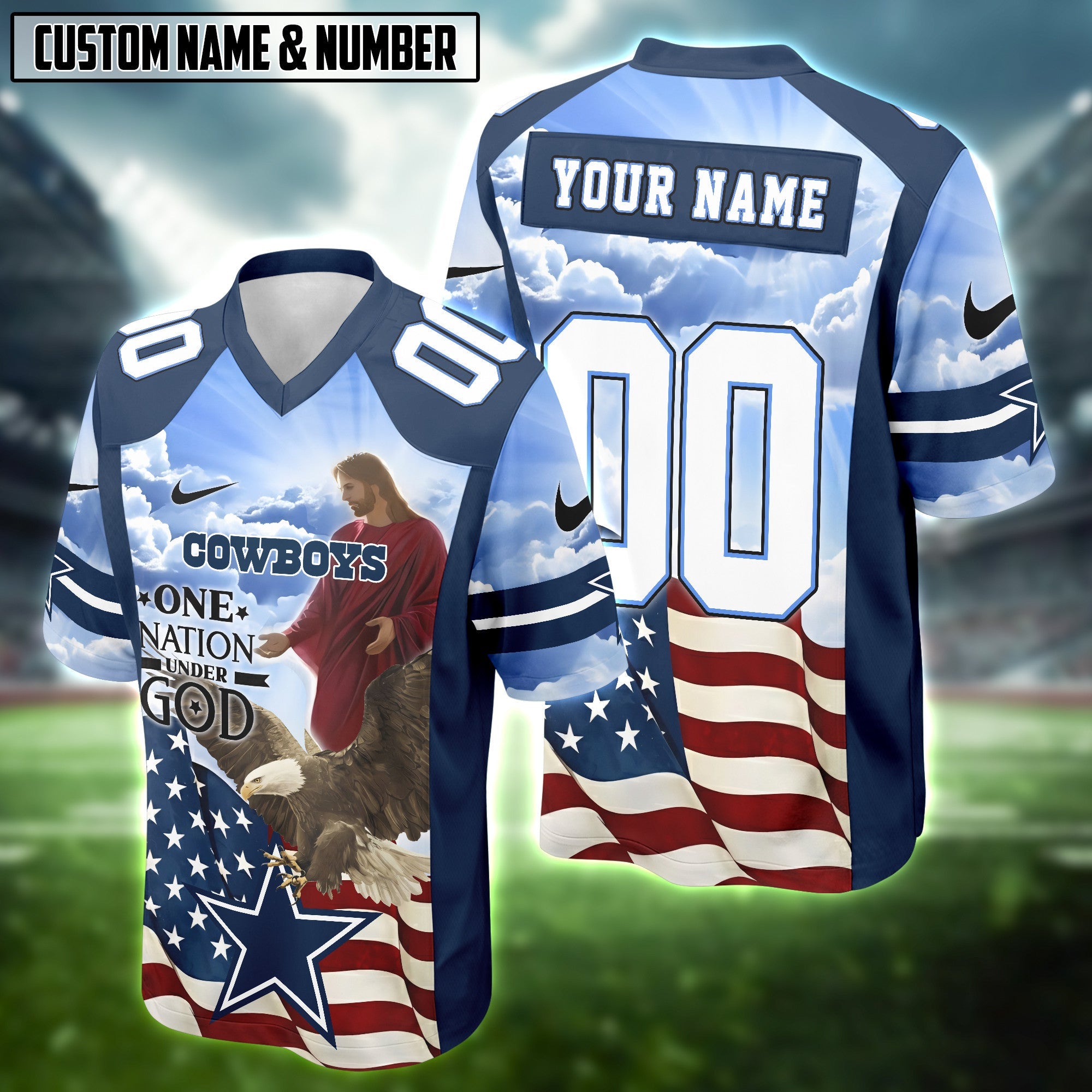 NFL American Flag Eagle One Nation Under God Football Jersey Editions
