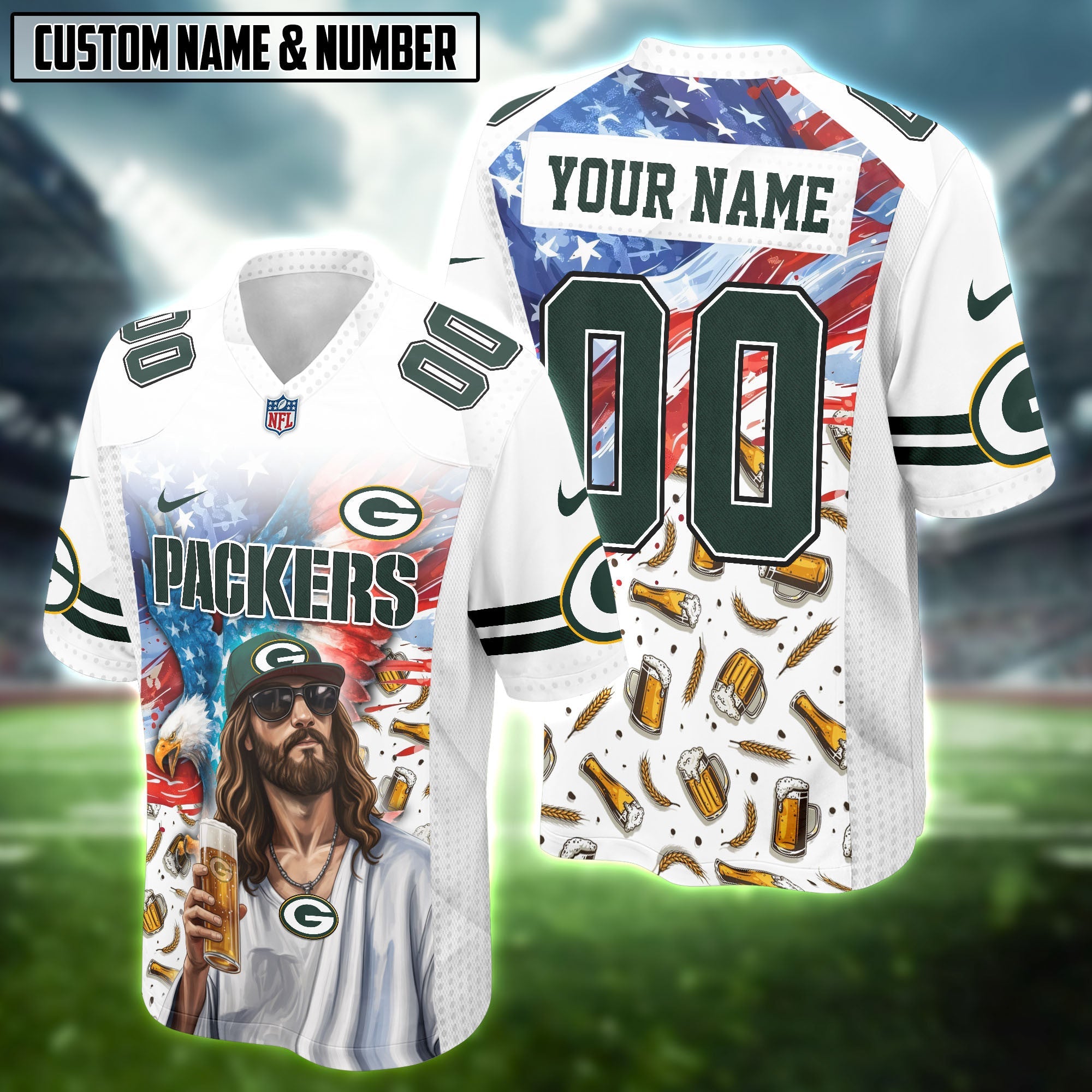 NFL Eagle Flag God Beer Lovers Football Jersey Editions Limited