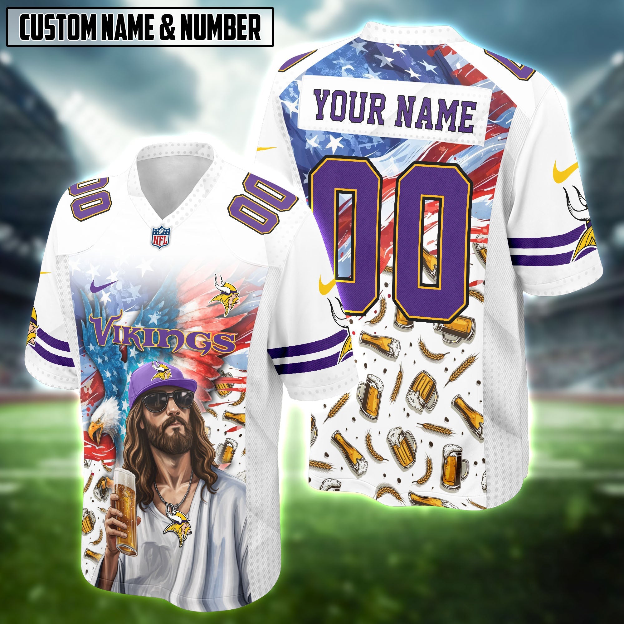 NFL Eagle Flag God Beer Lovers Football Jersey Editions Limited