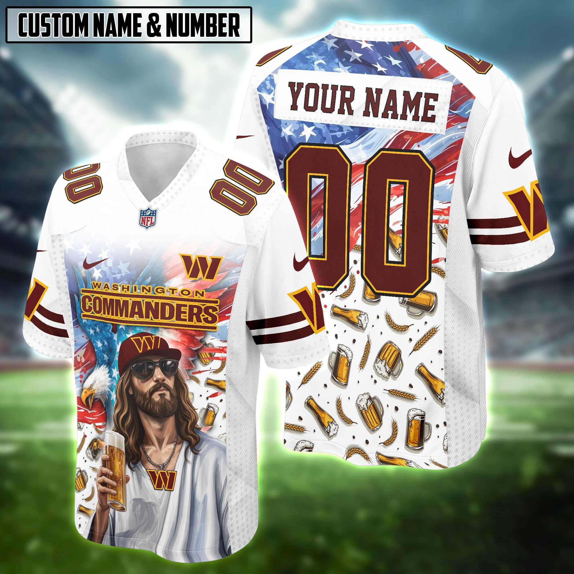 NFL Eagle Flag God Beer Lovers Football Jersey Editions Limited