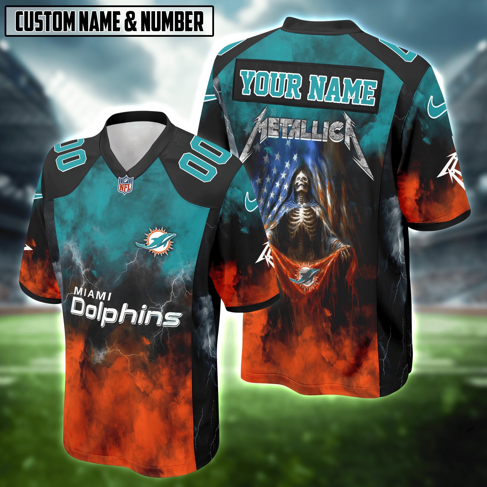 NFL with Metallica Skull Football Jersey Editions Limited