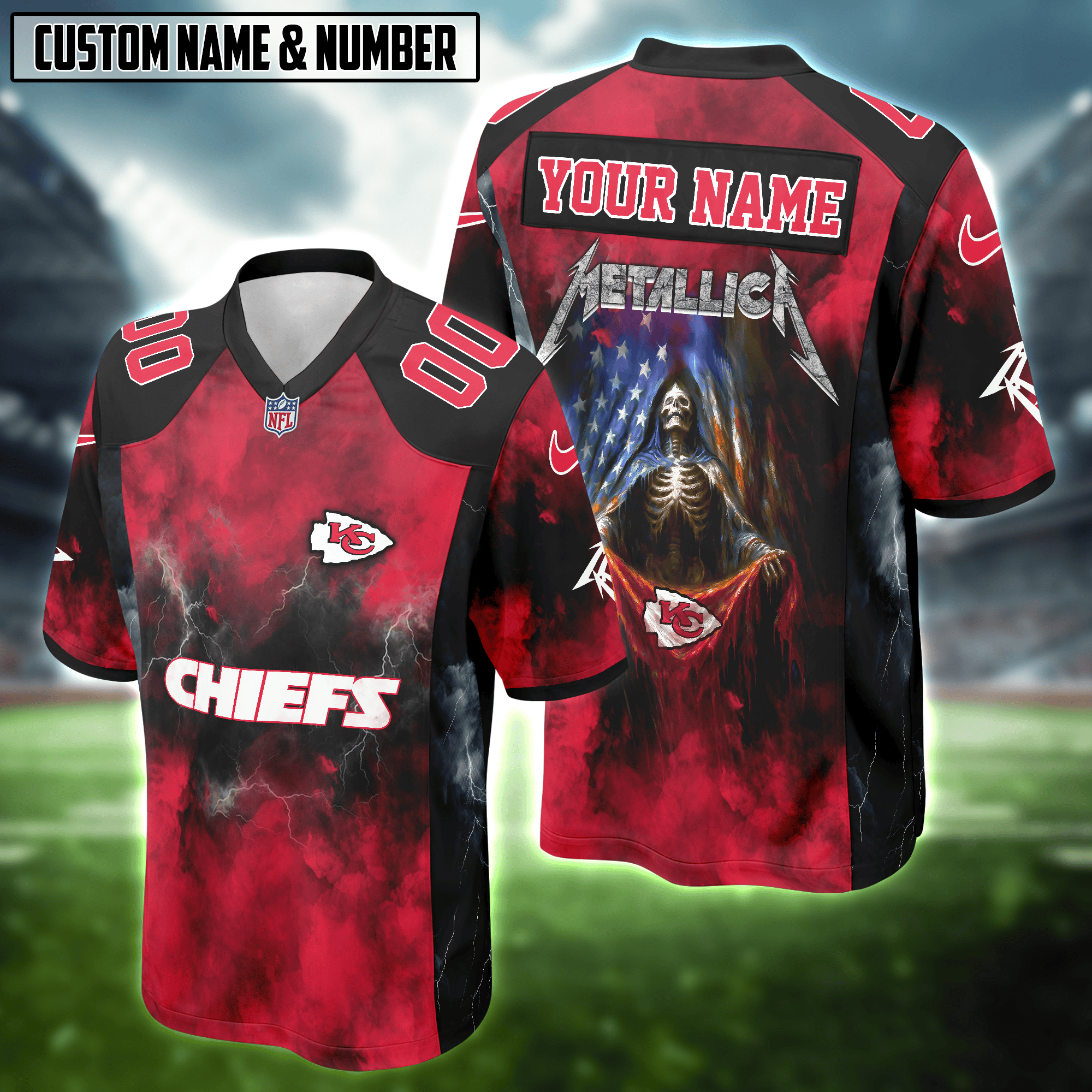 NFL with Metallica Skull Football Jersey Editions Limited