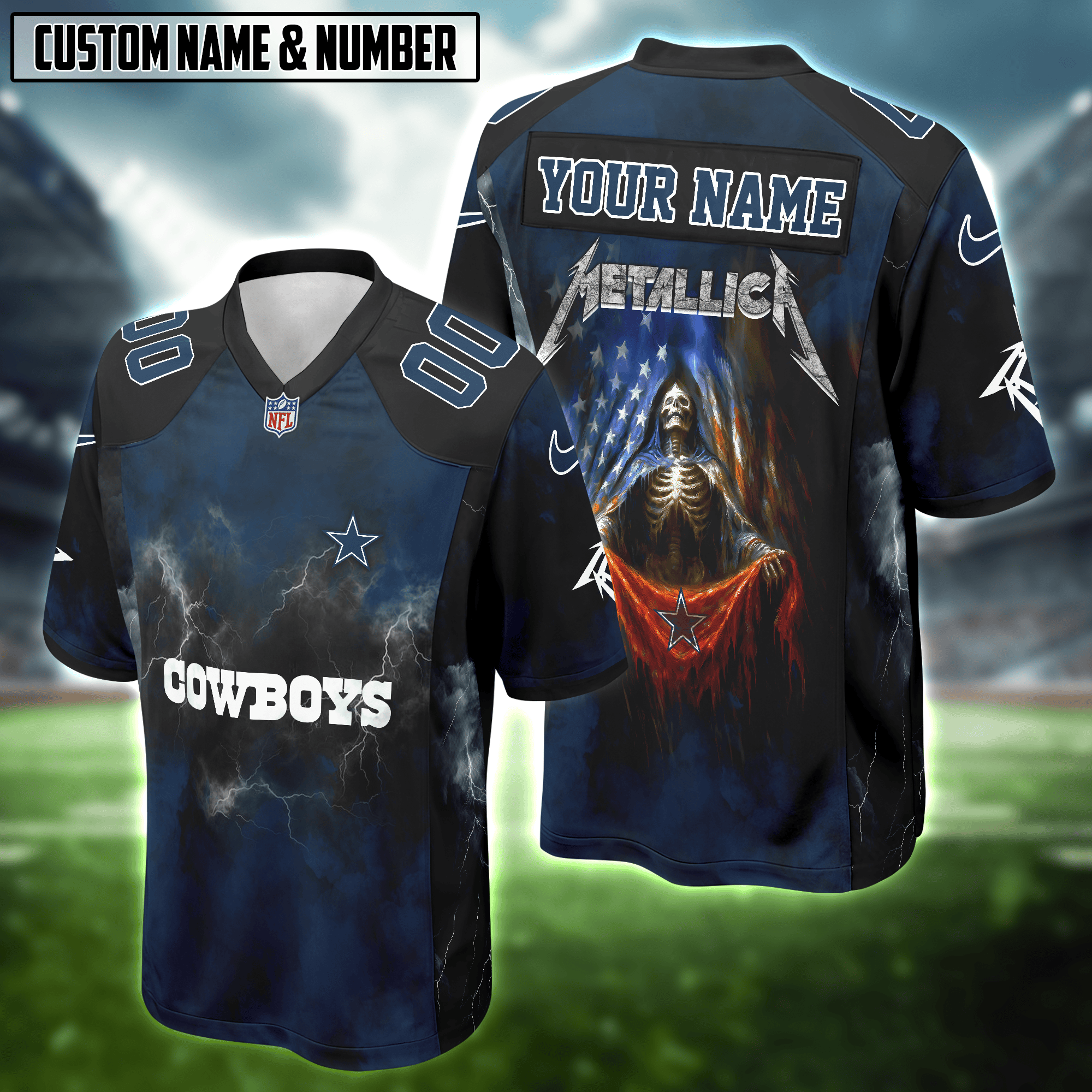 NFL with Metallica Skull Football Jersey Editions Limited