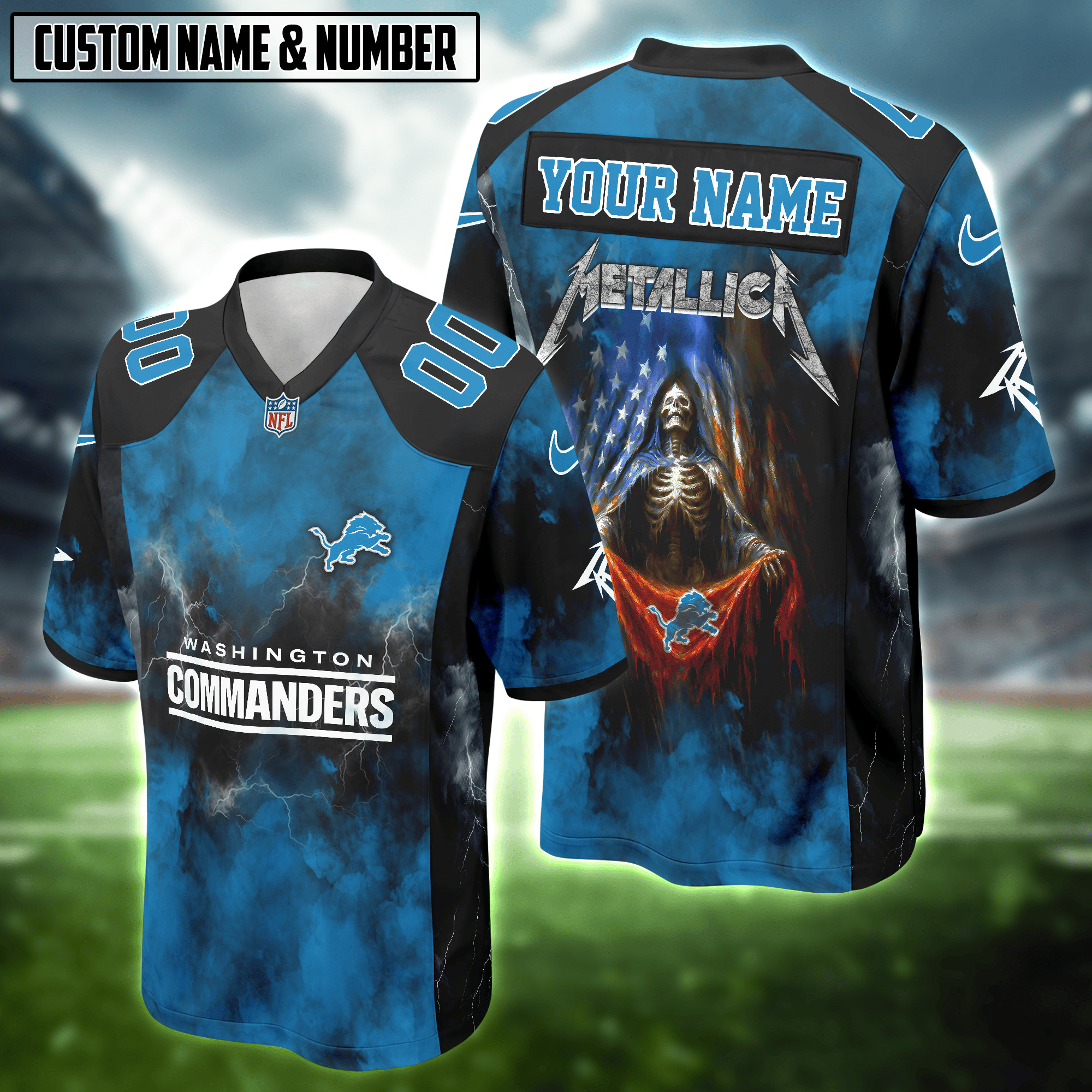 NFL with Metallica Skull Football Jersey Editions Limited