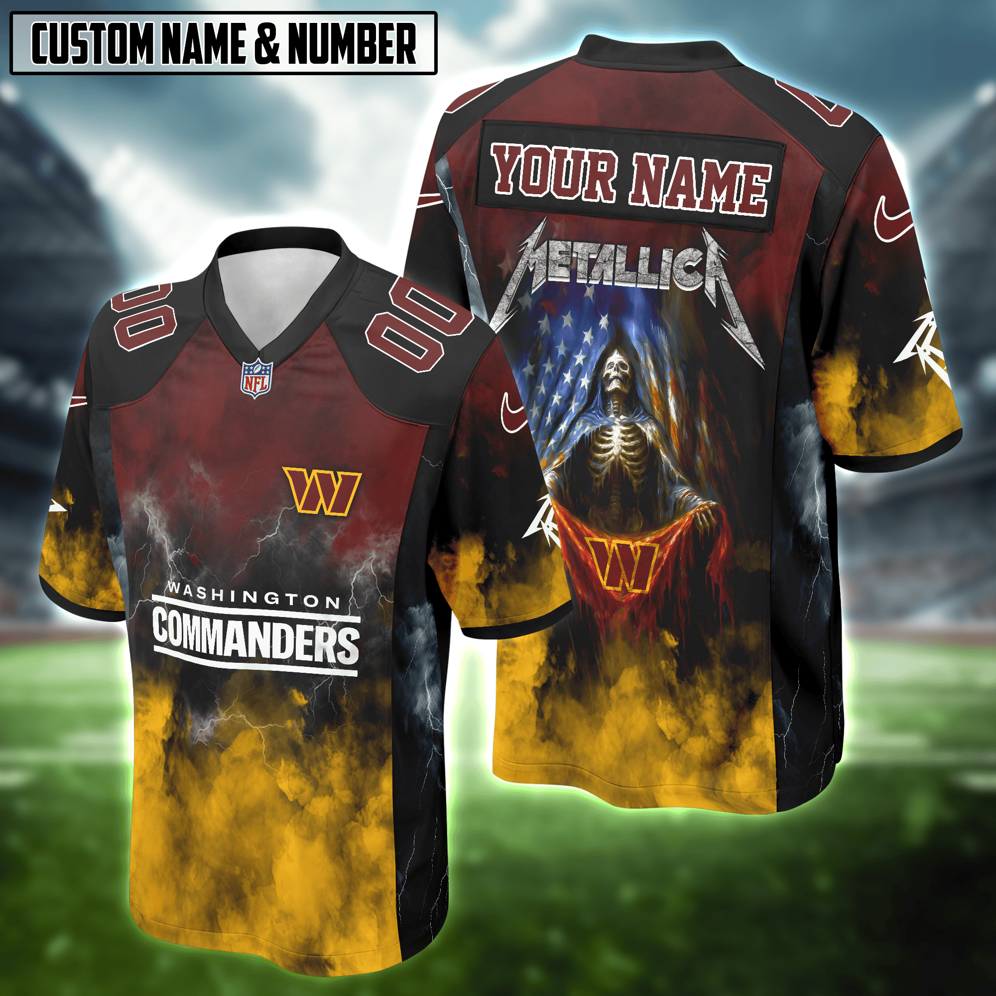 NFL with Metallica Skull Football Jersey Editions Limited
