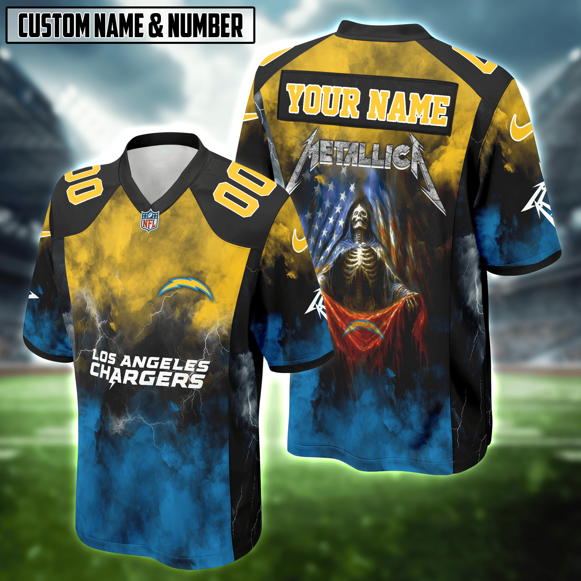 NFL with Metallica Skull Football Jersey Editions Limited