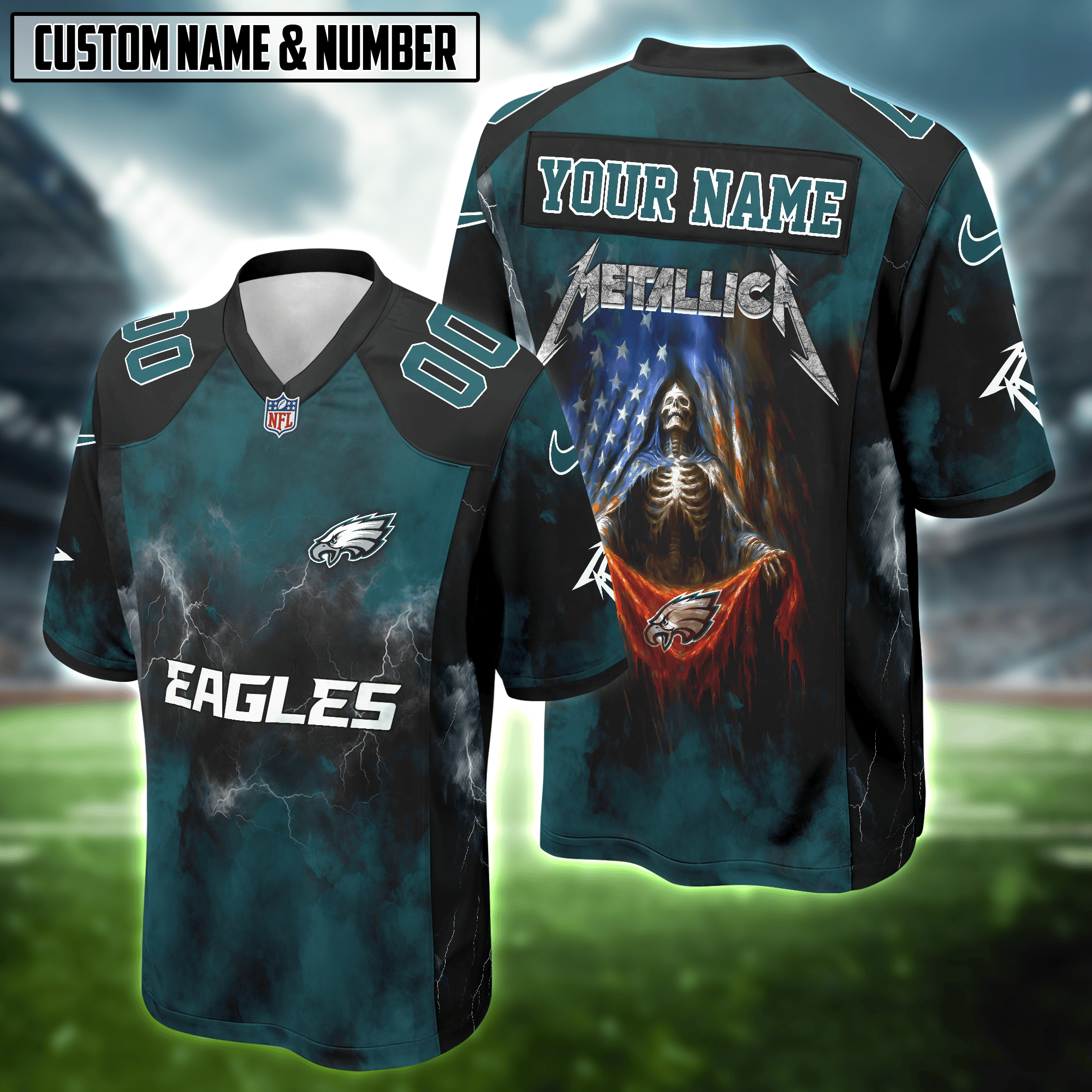NFL with Metallica Skull Football Jersey Editions Limited