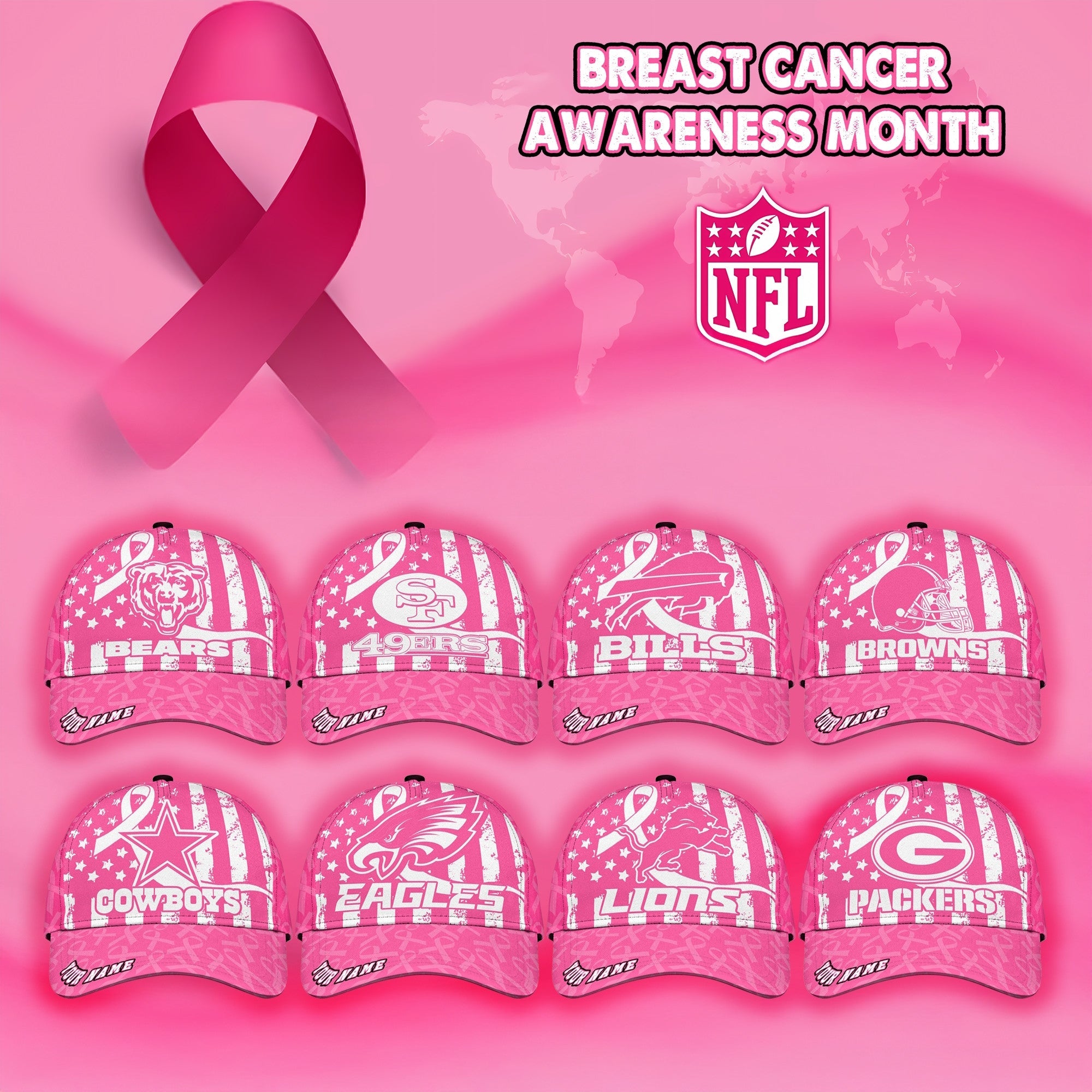 NFL Breast Cancer Awareness Football Cap Editions Limited