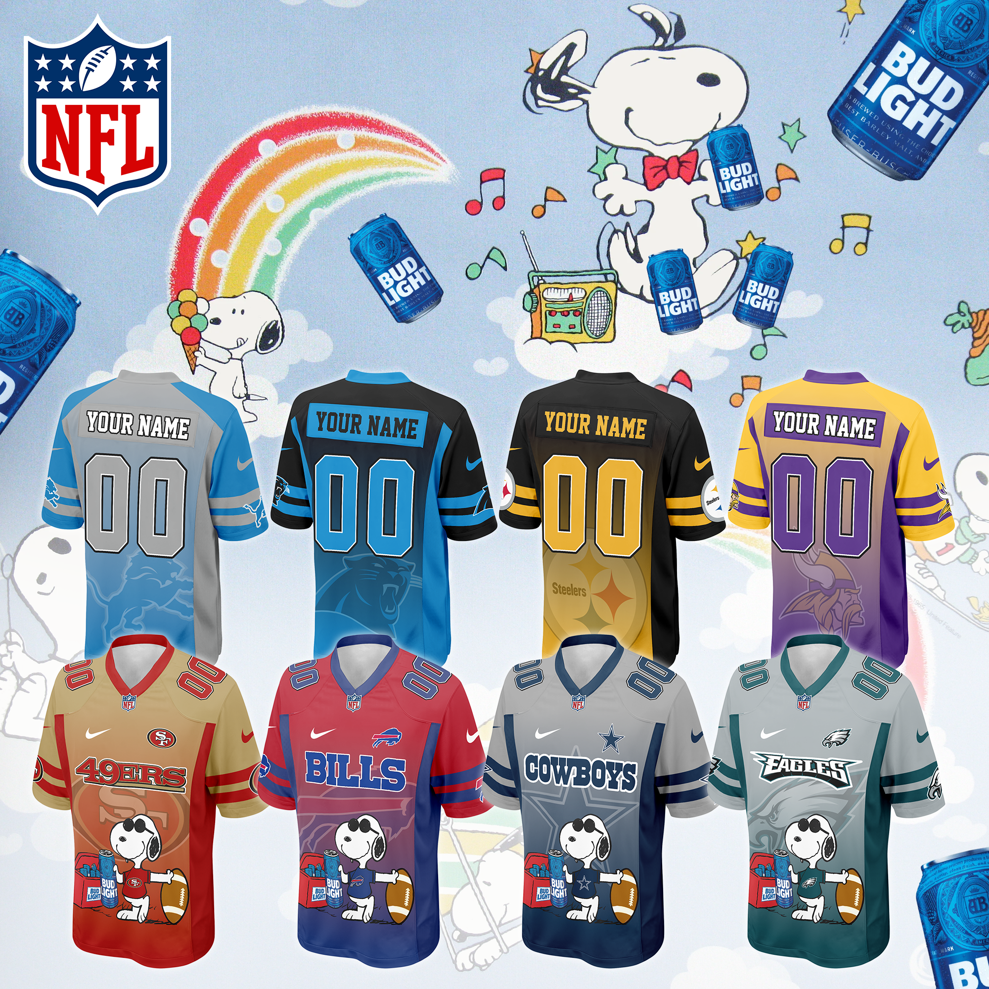 NFL x Snoopy x Bud Light Football Jersey Editions Limited