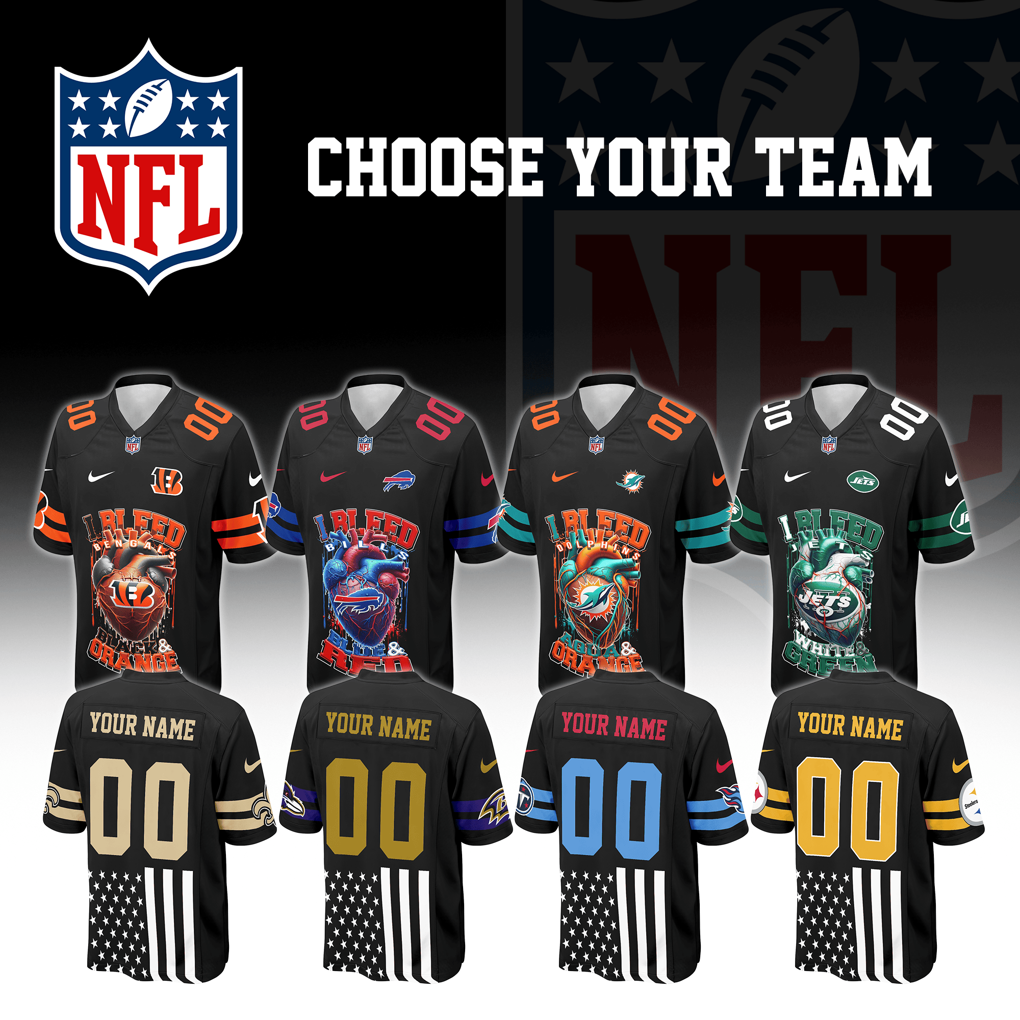 NFL Heart Bleed Light Football Jersey Editions Limited